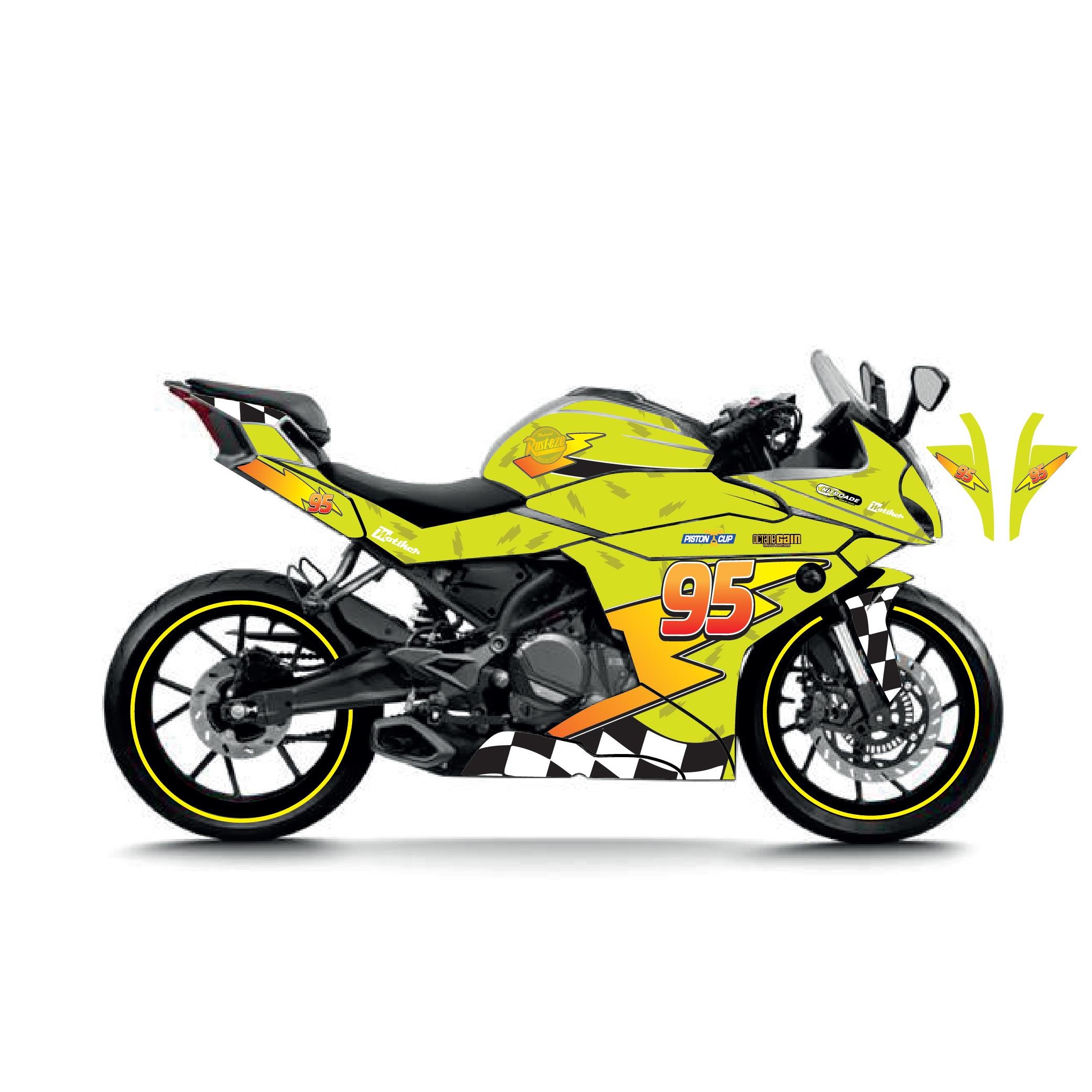 250SRCFMOTO 250SR McQueen Sarı Sticker Parçalı Motosiklet Kaplama Etiket Modeli