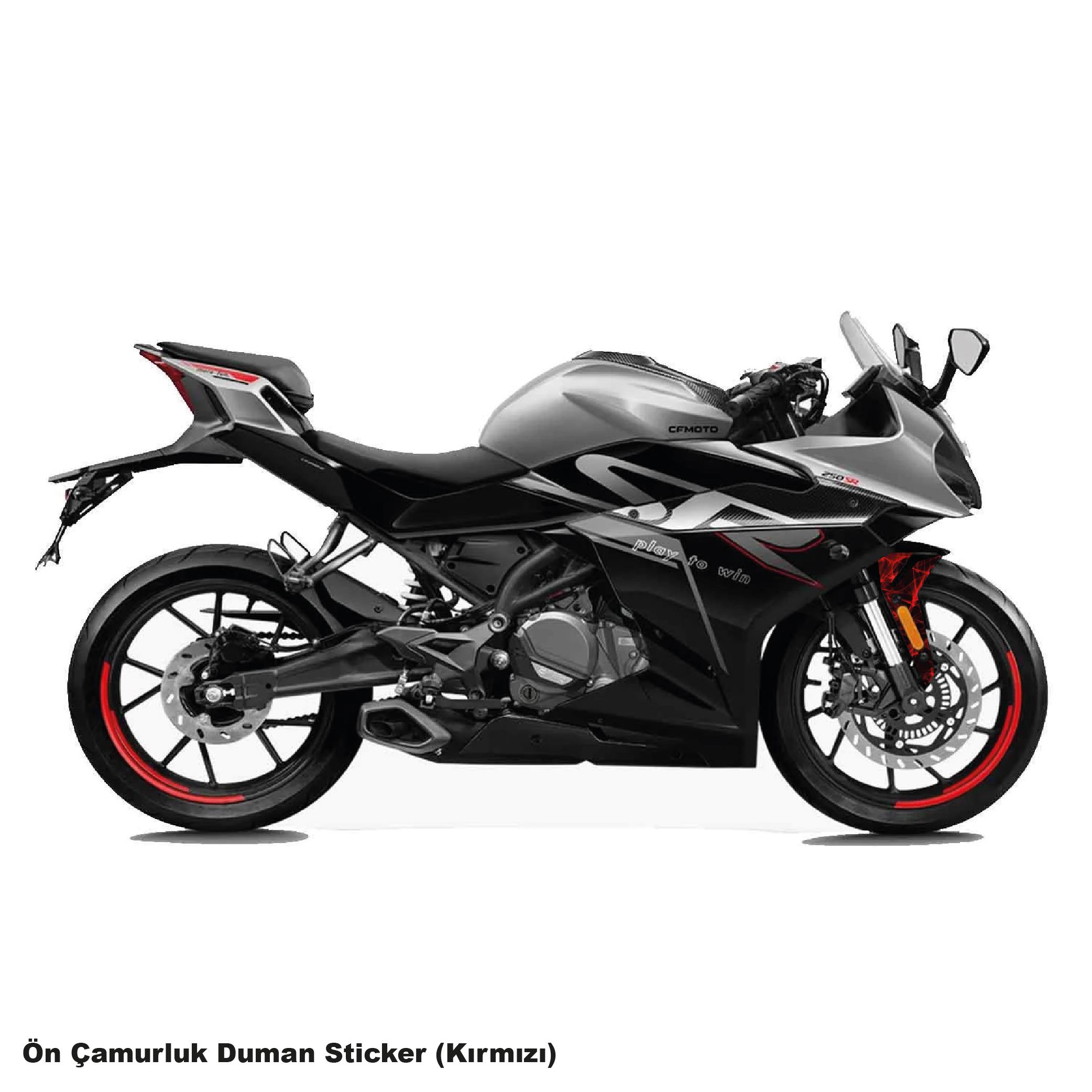 250SRCFMOTO 250SR ÖN ÇAMURLUK KIRMIZI DUMAN PARÇALI KAPLAMA STICKER ETİKET MODELİ