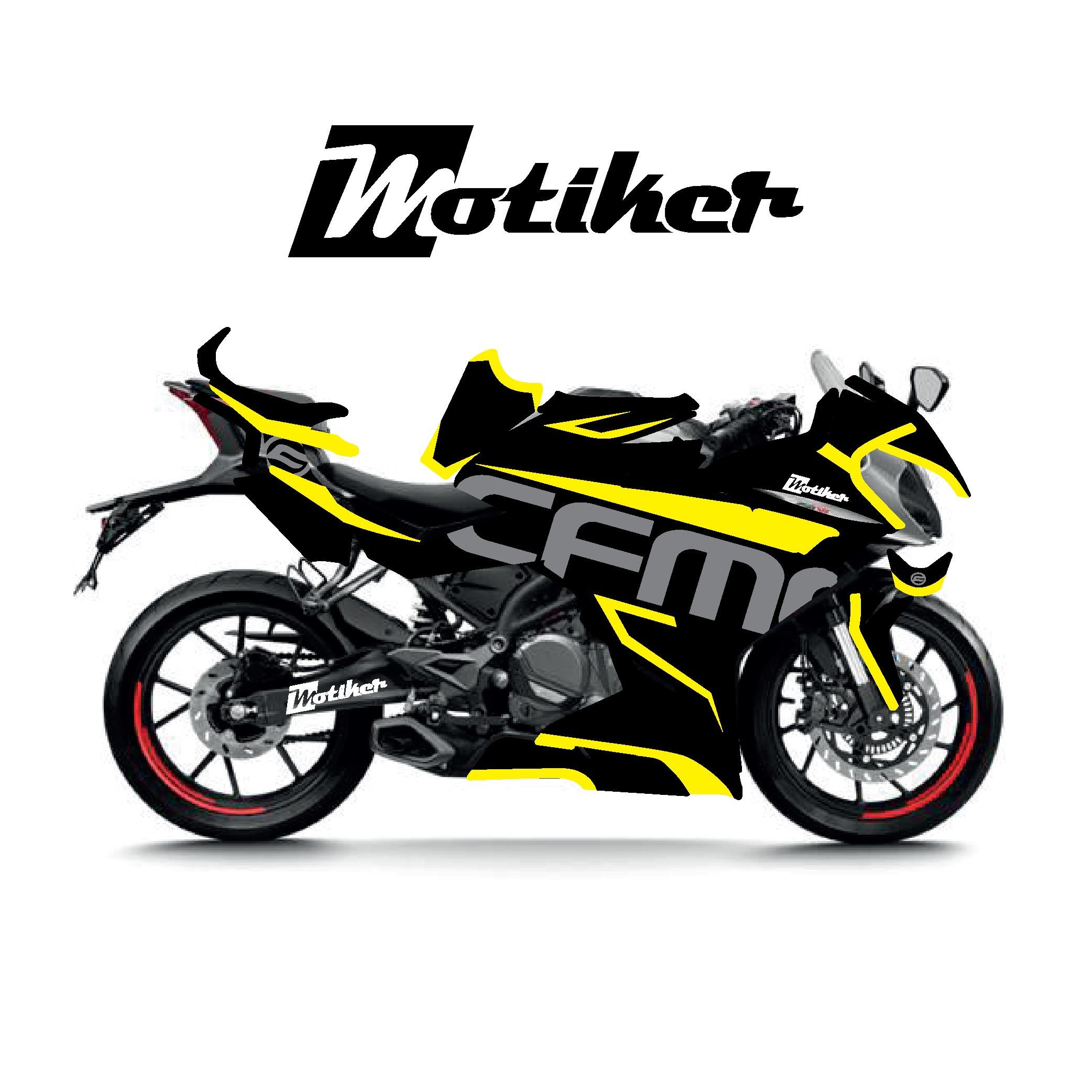 250SRCFMOTO 250SR Sarı Desenli Parçalı Kaplama Sticker Etiket Modeli Sarı Gri Siyah