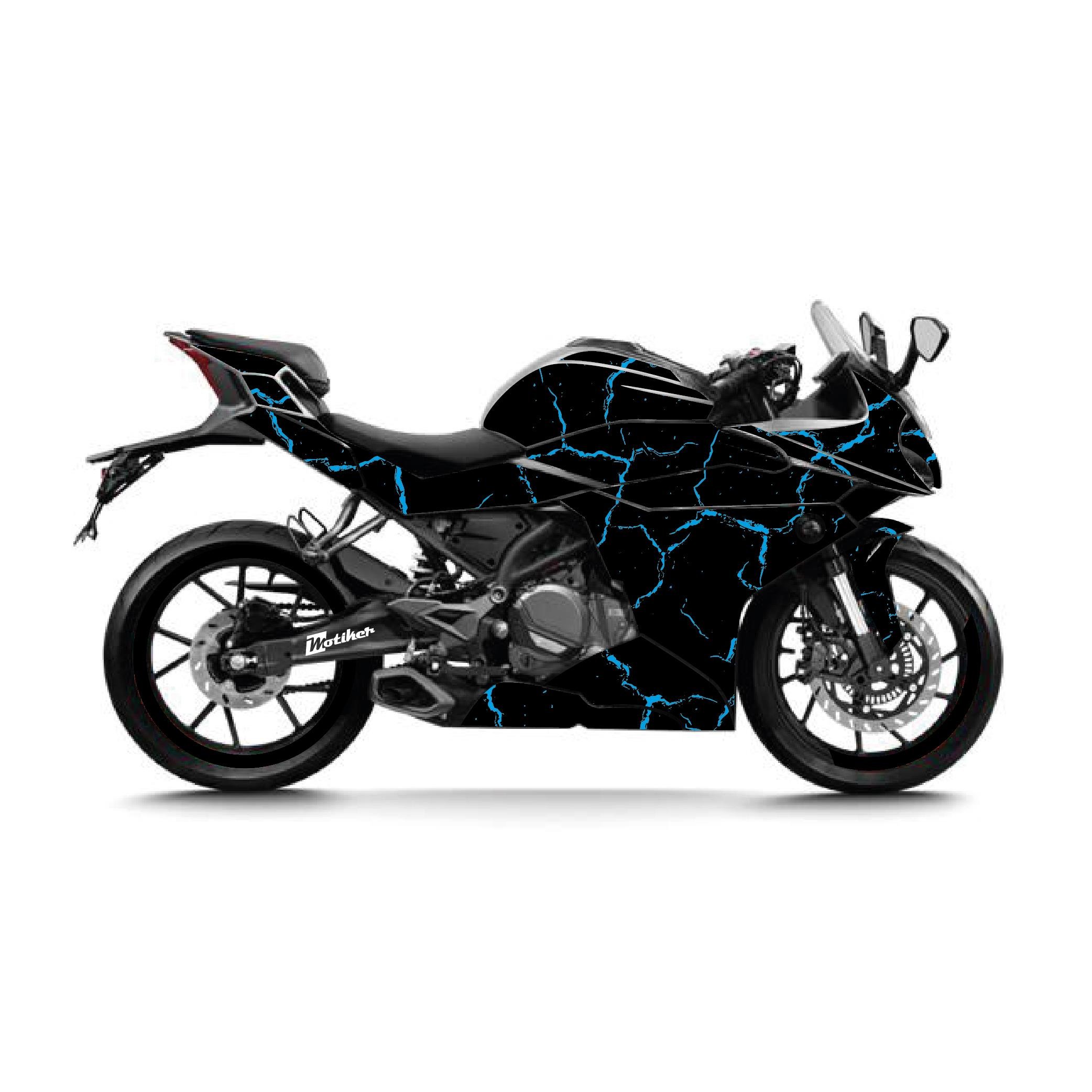 250SRCFMOTO 250SR Sticker 2020-2024 Şimşek Desen Kaplama Sticker Etiket Modeli Mavi