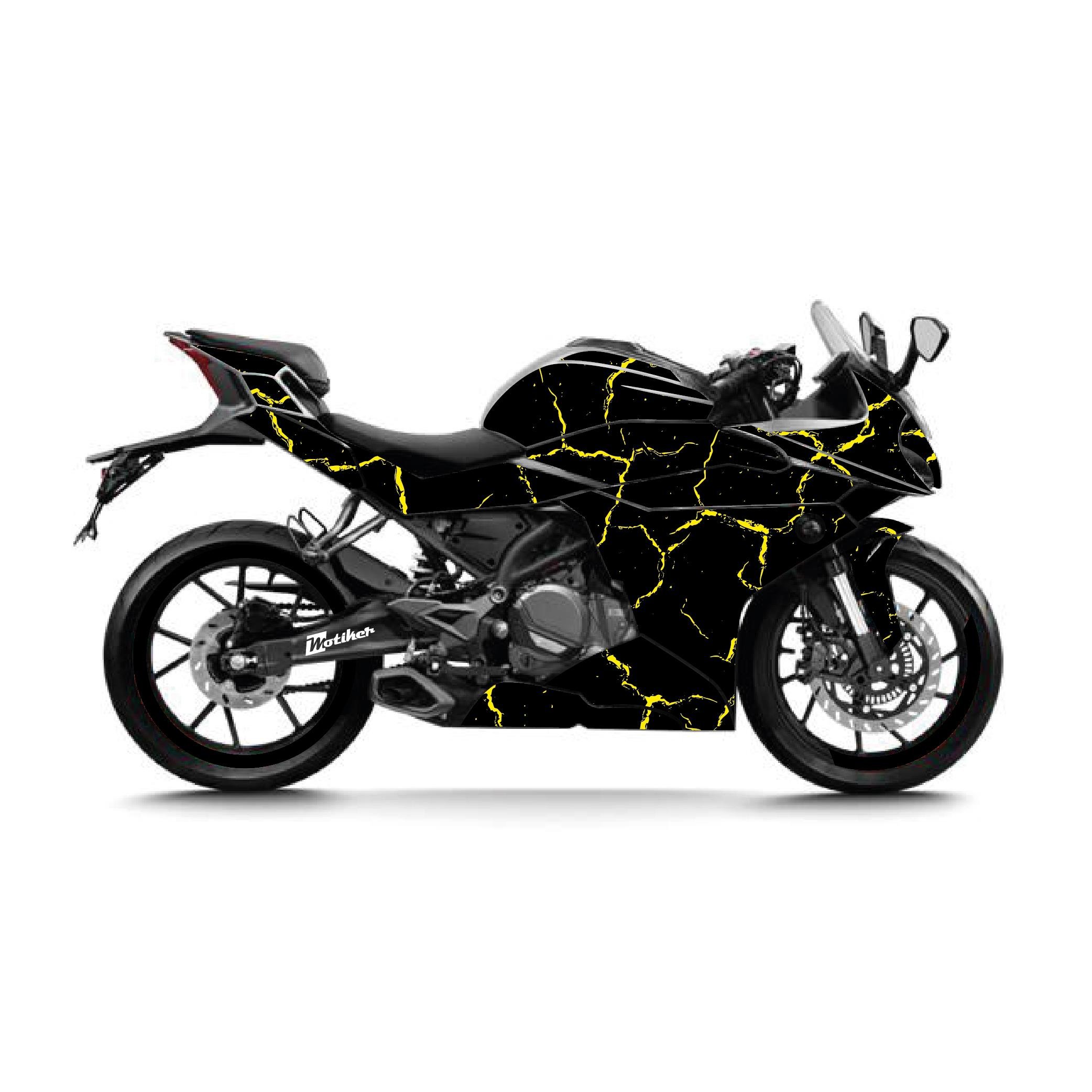250SRCFMOTO 250SR Sticker 2020-2024 Şimşek Desen Kaplama Sticker Etiket Modeli Sarı