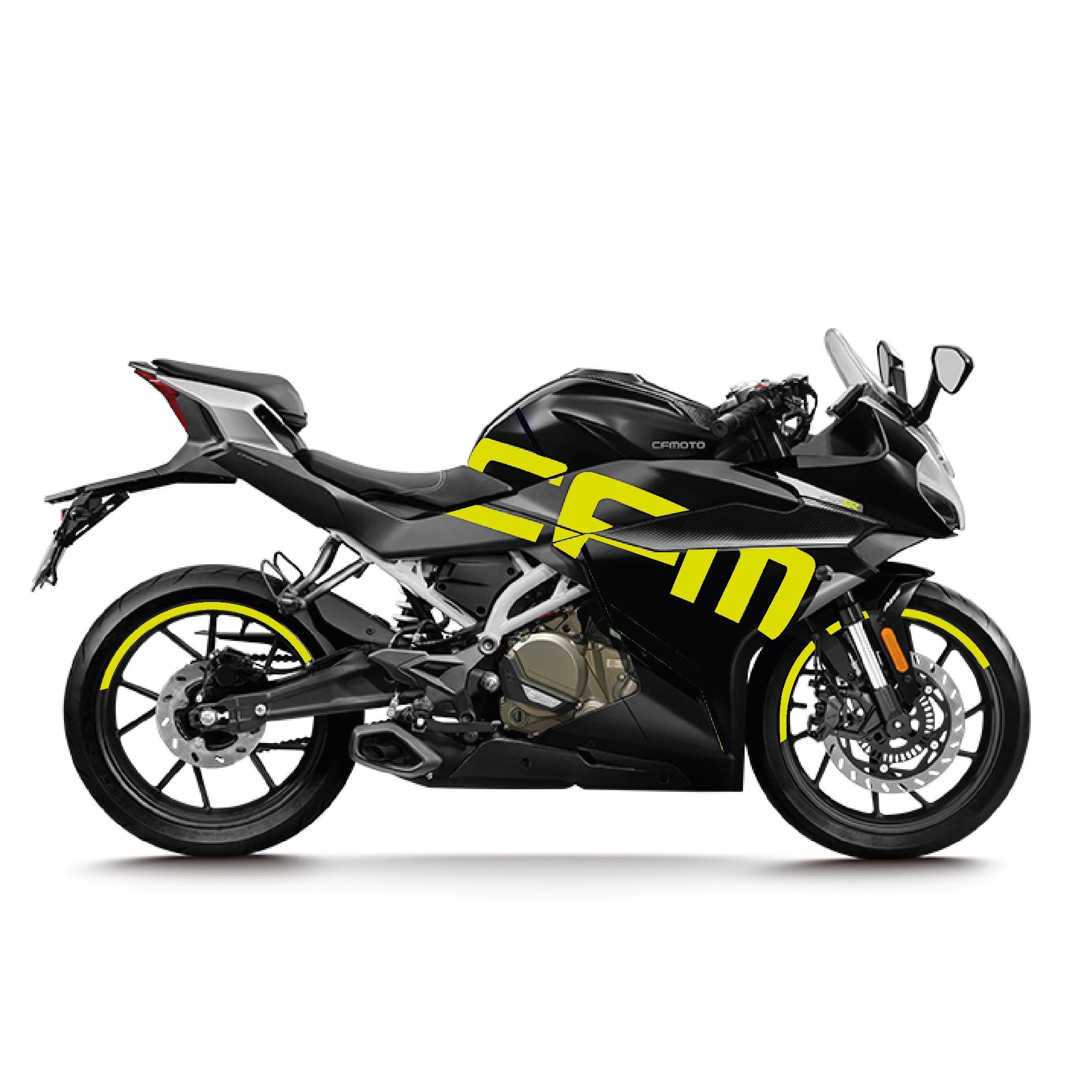 CFMOTO 250SR Sticker Yan Grenaj & Jant Dışı Yarım Daire Neon Yeşil (Sarı)