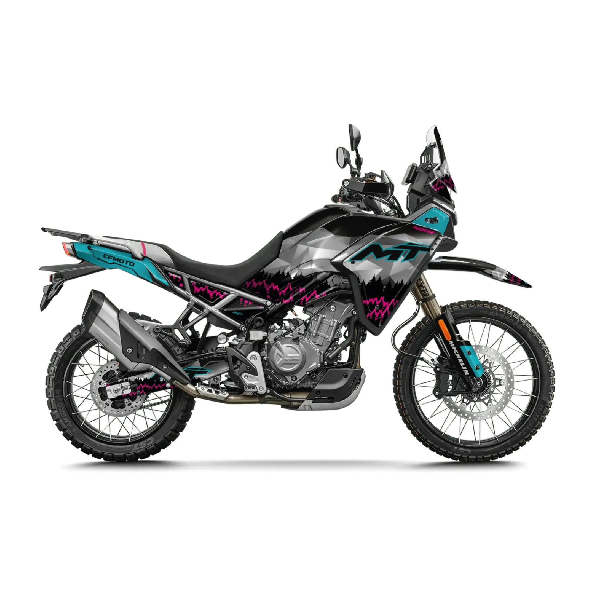 450 MTCFMOTO 450MT Little Tress Tasarım Motosiklet Kaplama Sticker Etiket Modeli Siyah Turkuaz Pembe