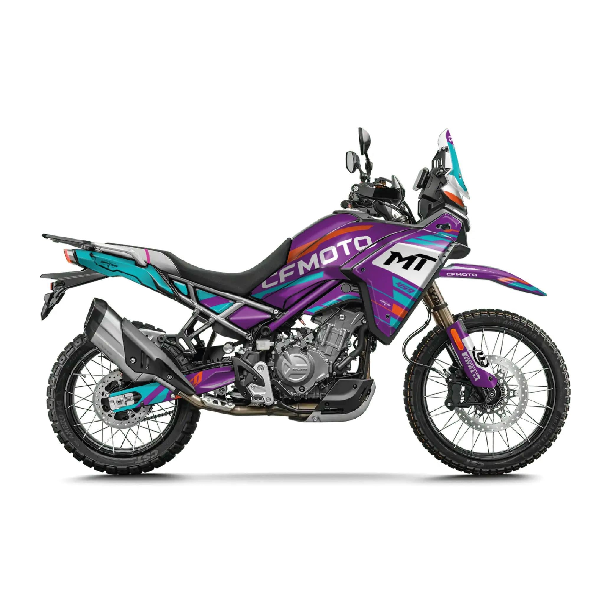 450 MTCFMOTO 450MT Purple Elegance Tasarım Motosiklet Kaplama Sticker Etiket Modeli Mor Turkuaz Beyaz