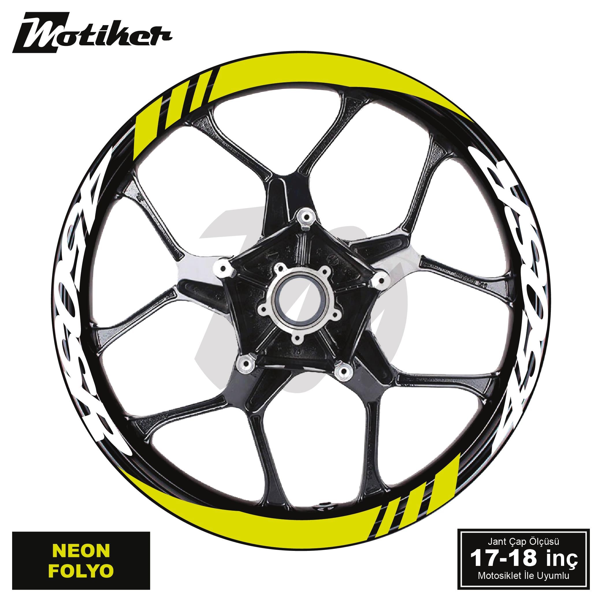 450SRCFMOTO 450SR Geniş Jant Sticker Modeli 16'lı Neon Sarı Beyaz