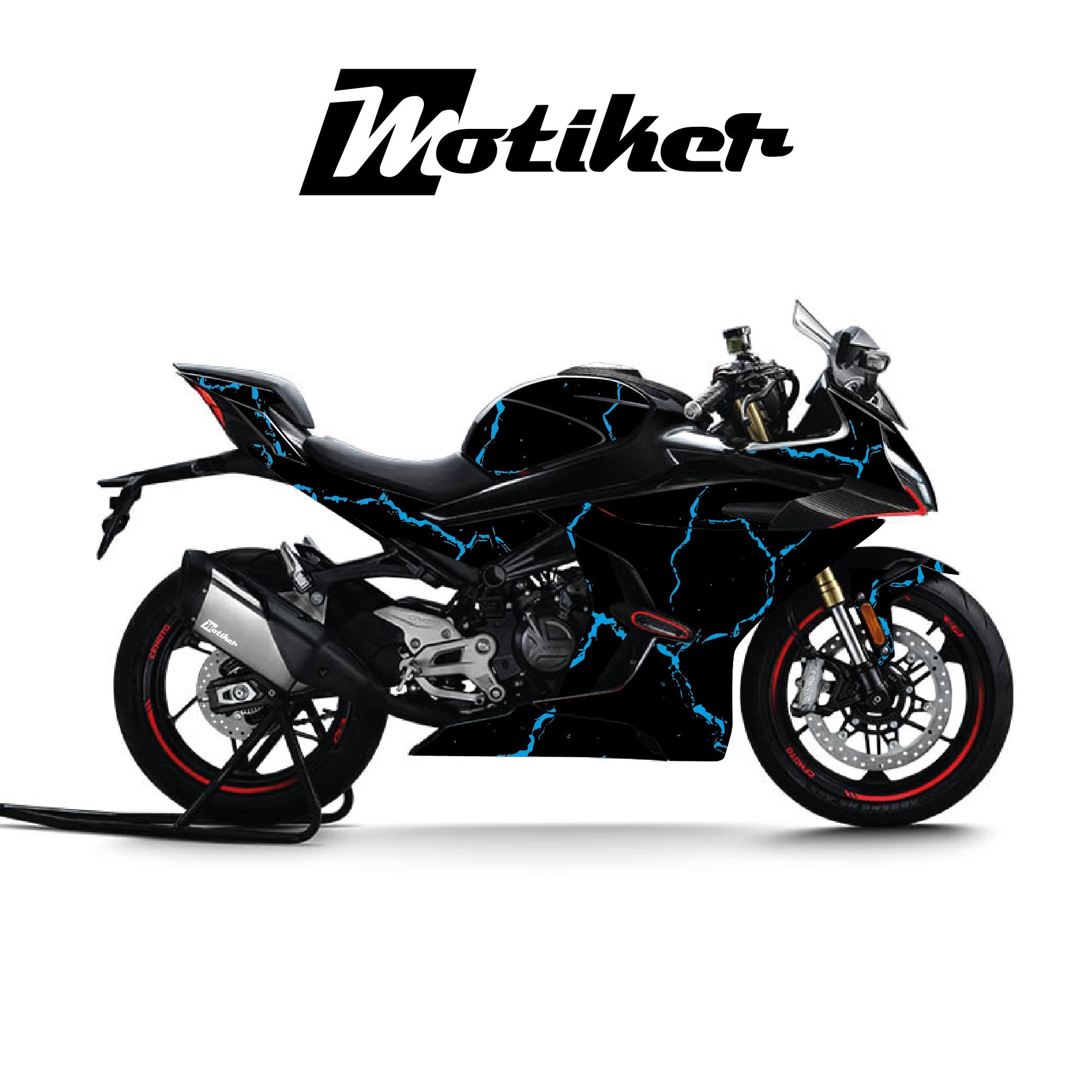 450SRCFMOTO 450SR Kaplama Motosiklet Sticker Etiket Modeli Şimşek Desen Turkuaz