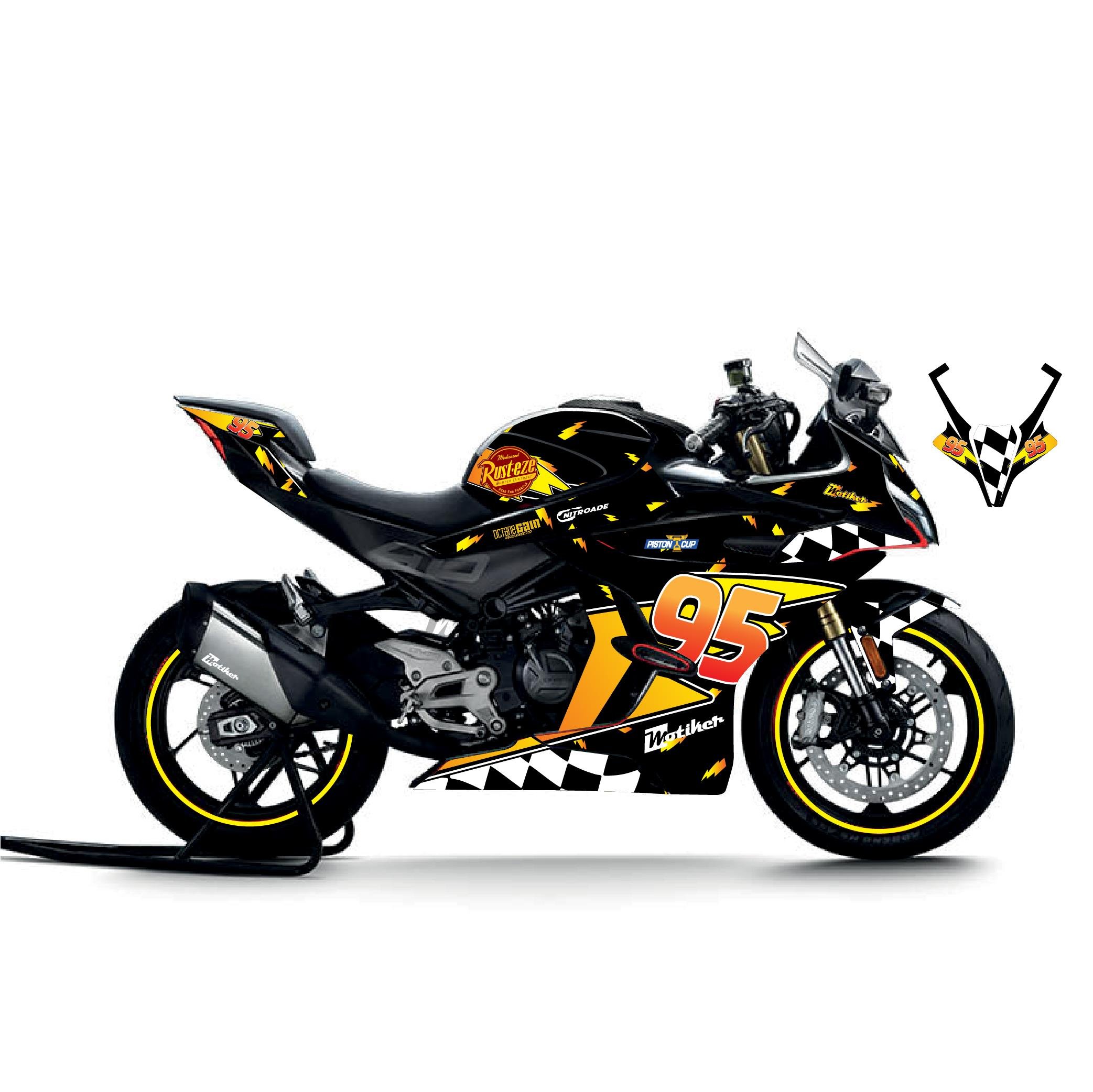 450SRCFMOTO 450SR McQueen Siyah Sticker Parçalı Motosiklet Kaplama Etiket Modeli