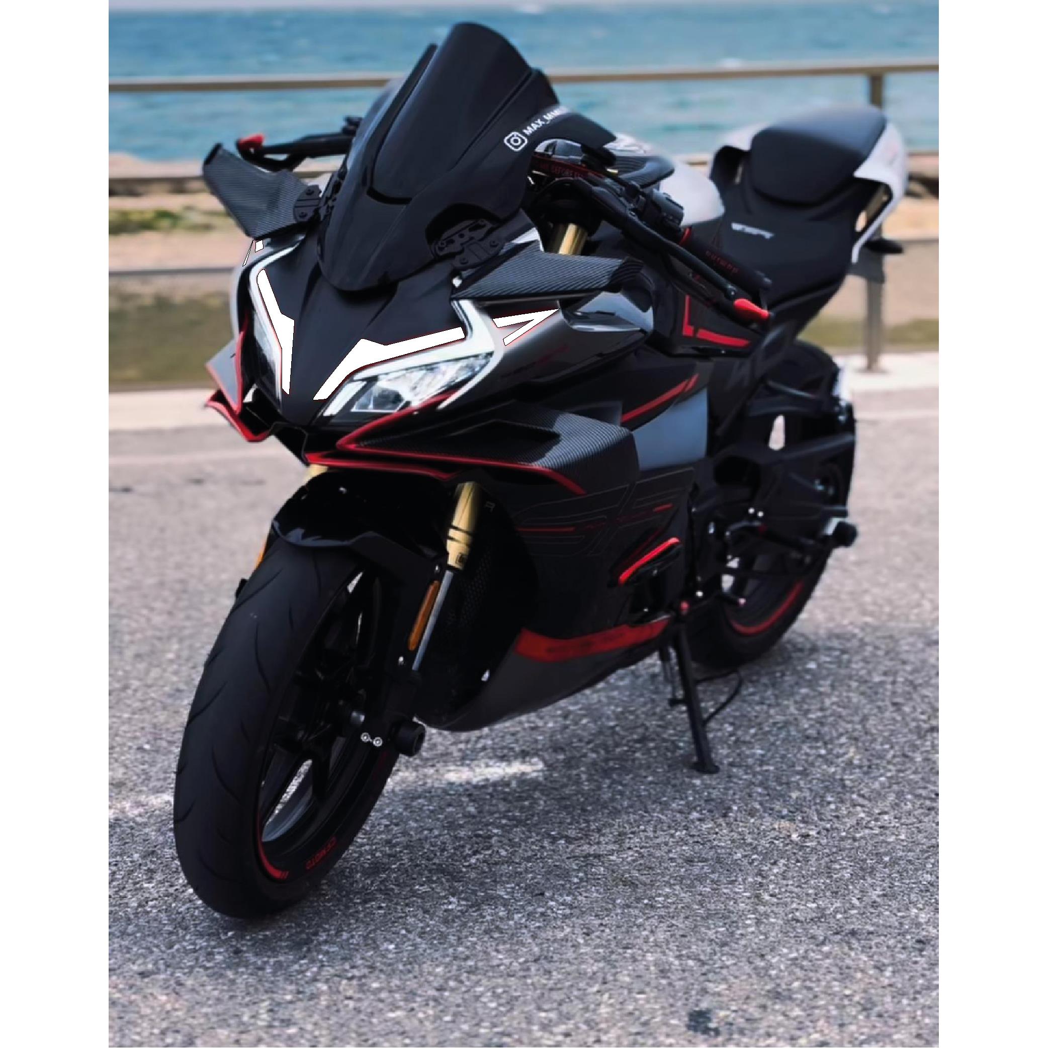 450SRCFMOTO 450SR Ön Kafa Tek Renk Beyaz Sticker Etiket Modeli