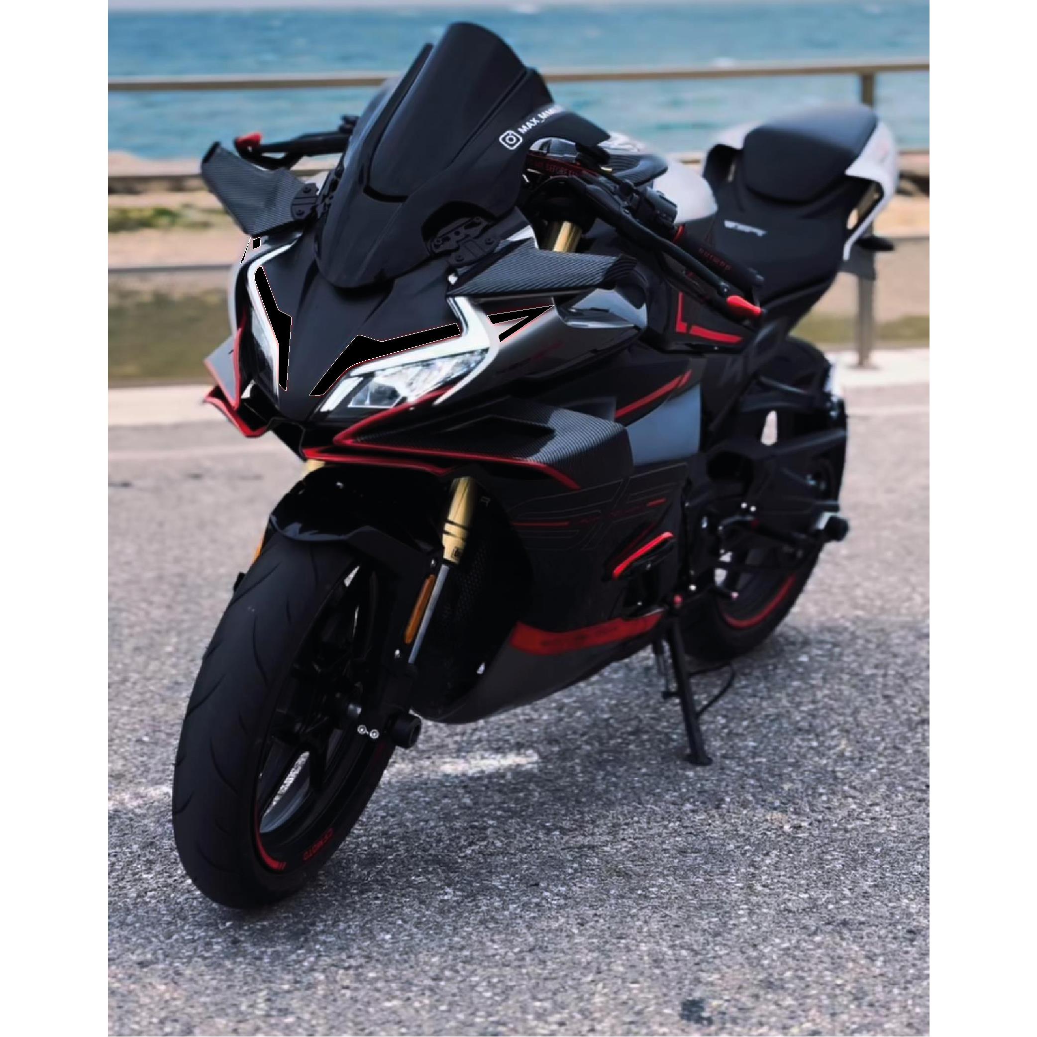 450SRCFMOTO 450SR Ön Kafa Tek Renk Siyah Sticker Etiket Modeli