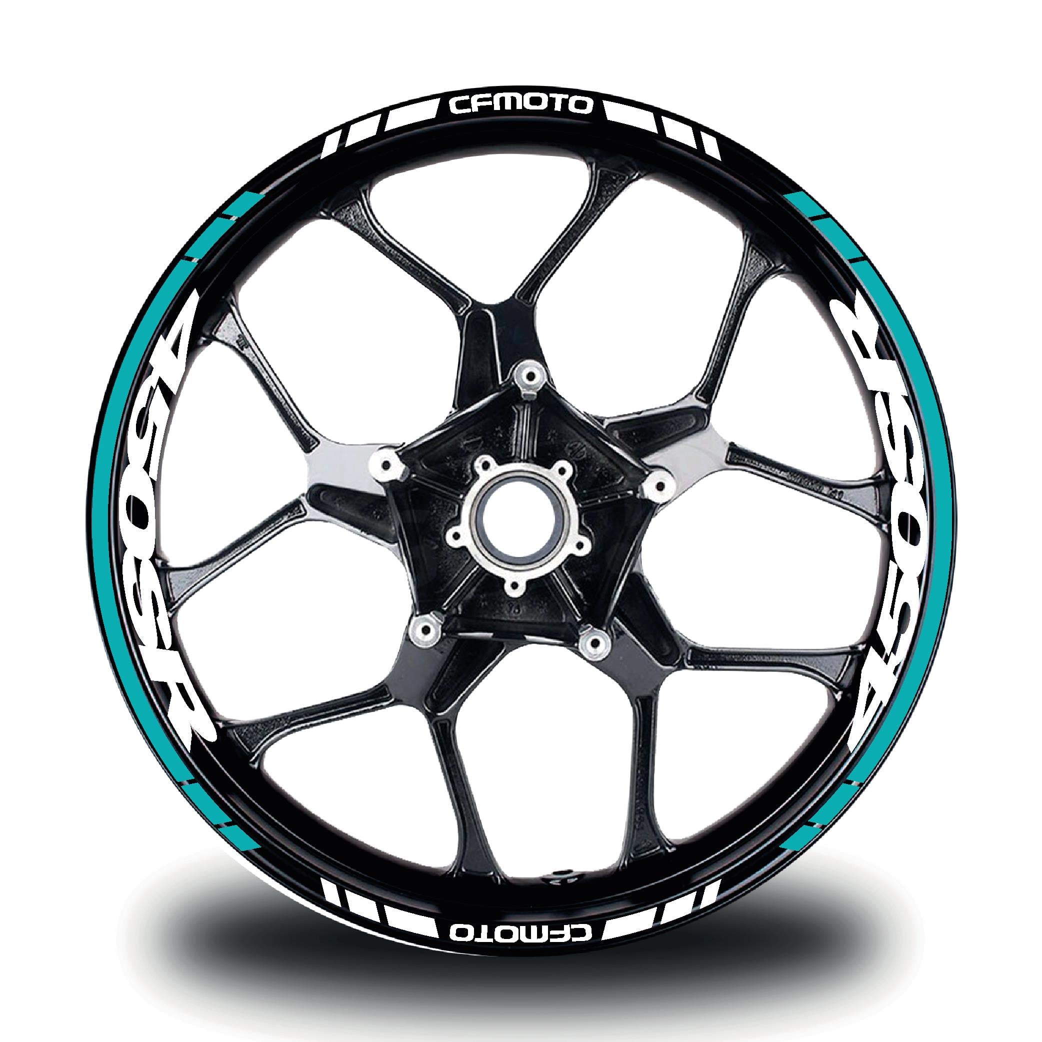 CFMOTO 450SR Sticker Jant İç & Dış Yazılı Etiket Modeli Turkuaz - Beyaz