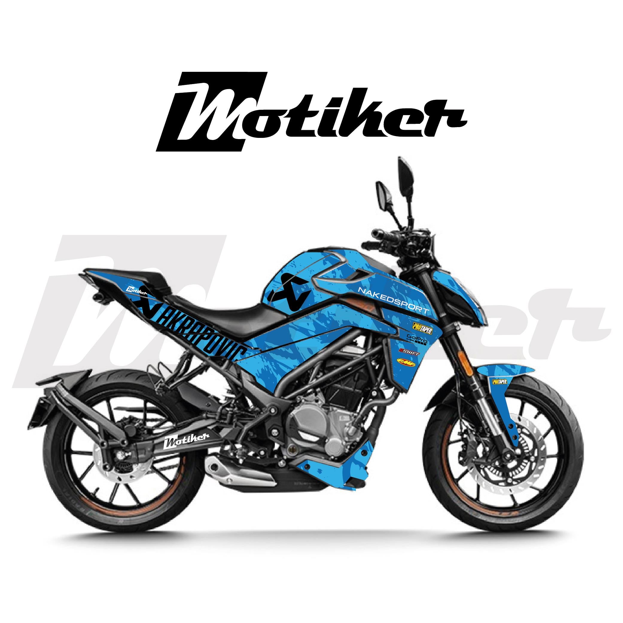 250 NKCFMOTO NK250 2024-2025 Yeni Kasa Parçalı Kaplama Sticker Etiket Modeli Mavi - Açık Mavi Renk Naked Sport