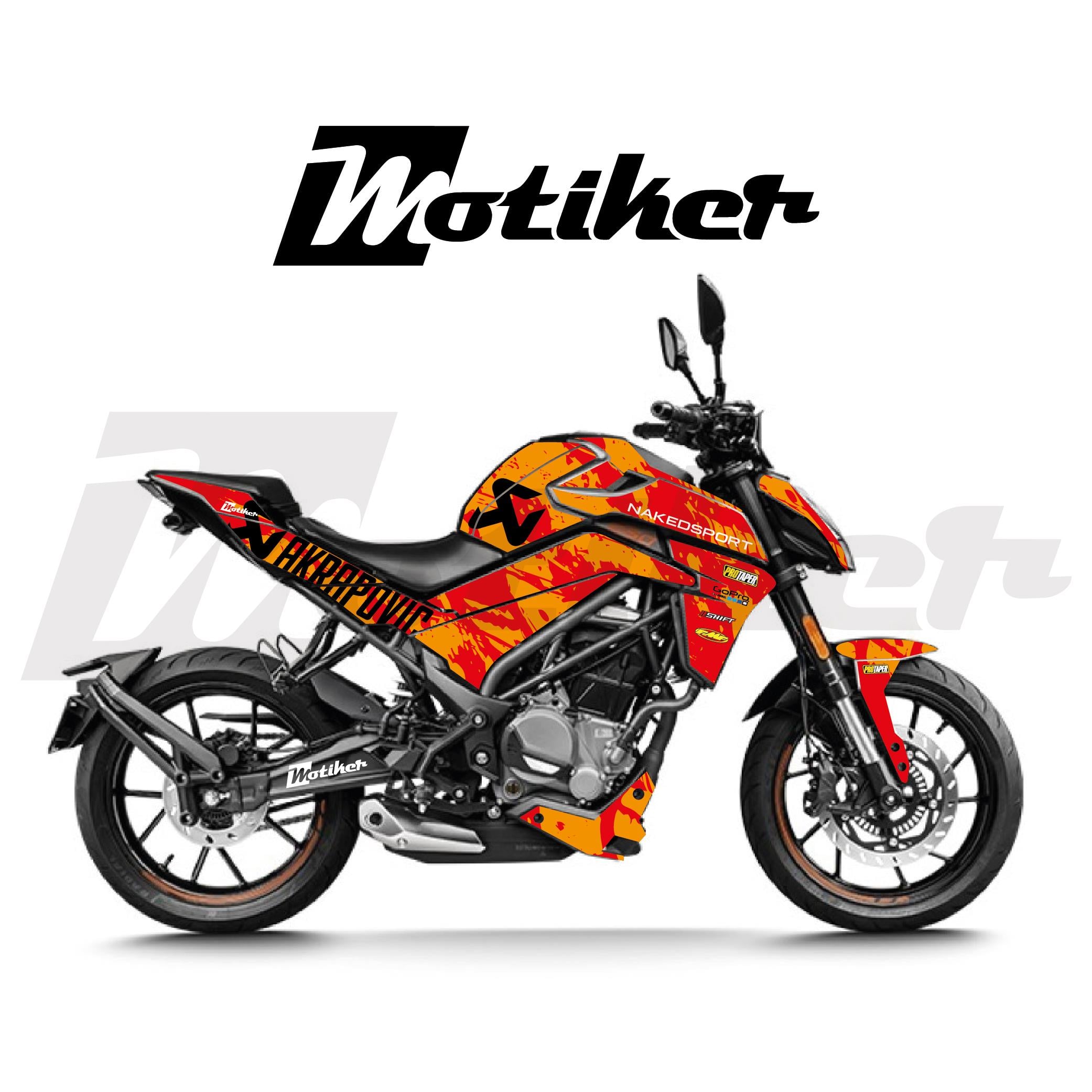 250 NKCFMOTO NK250 2024-2025 Yeni Kasa Parçalı Kaplama Sticker Etiket Modeli Turuncu Kırmızı Renk