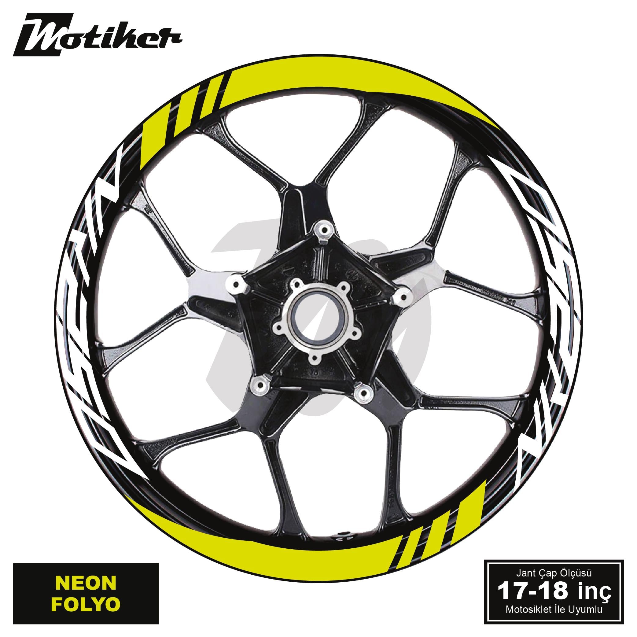 250 NKCFMOTO NK250 Geniş Jant Sticker Modeli 16'lı Neon Sarı Beyaz