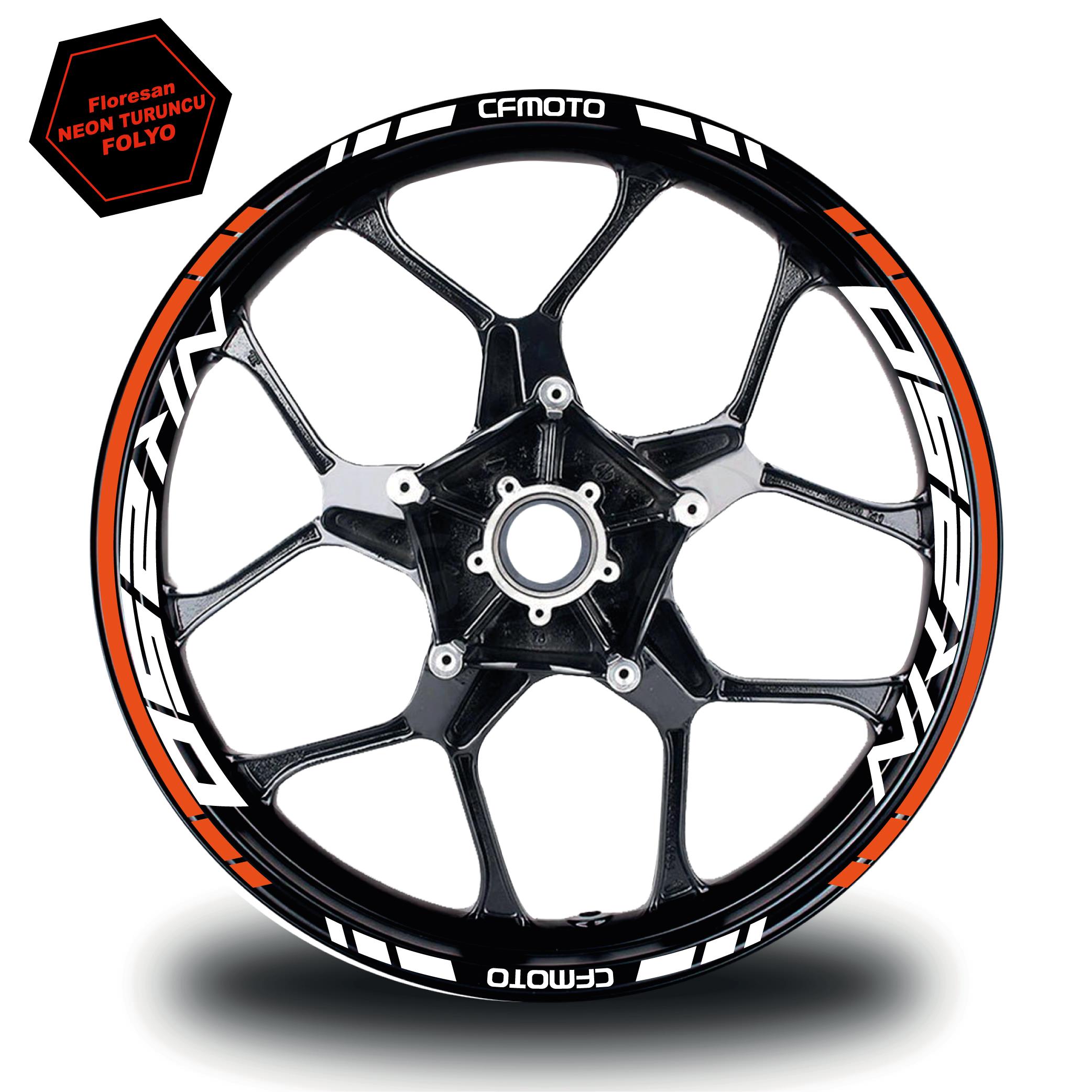 250 NKCFMOTO NK250 Jant Sticker İç & Dış Takım Etiket Modeli Neon Turuncu