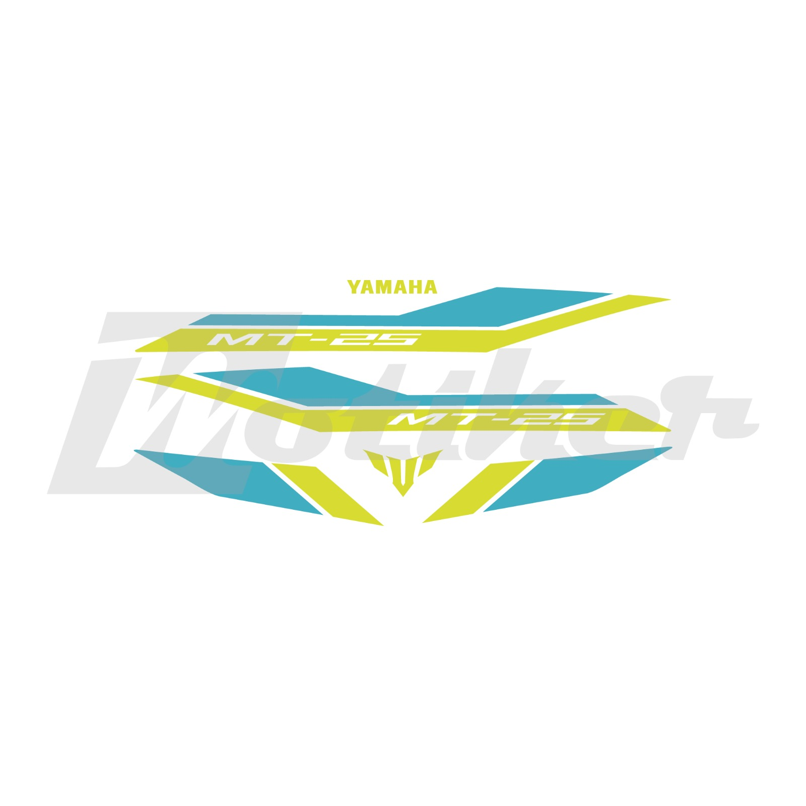 Yamaha MT-25 2019-2024 Neon Sarı Turkuaz Takım Sticker Etiket Modeli