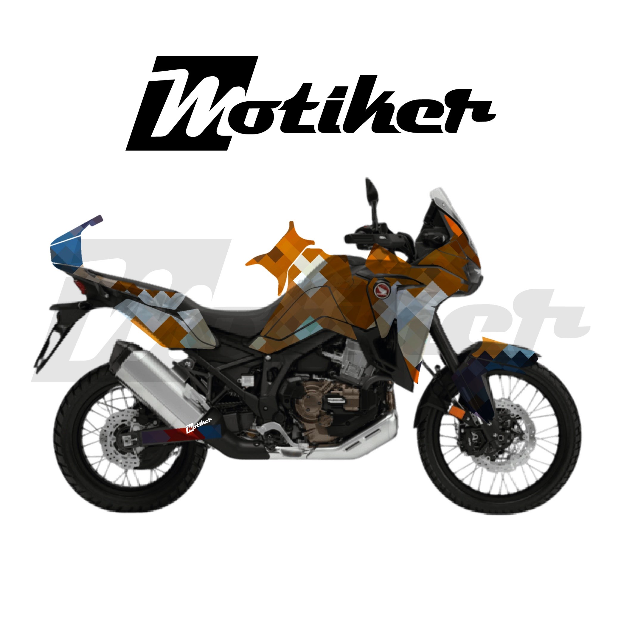 HONDA AFRICA TWIN CRF 1100 L 2020-2023 Parçalı Kaplama Sticker Etiket Modeli Piksel Mozaik Desen 25 (MTK9386)
