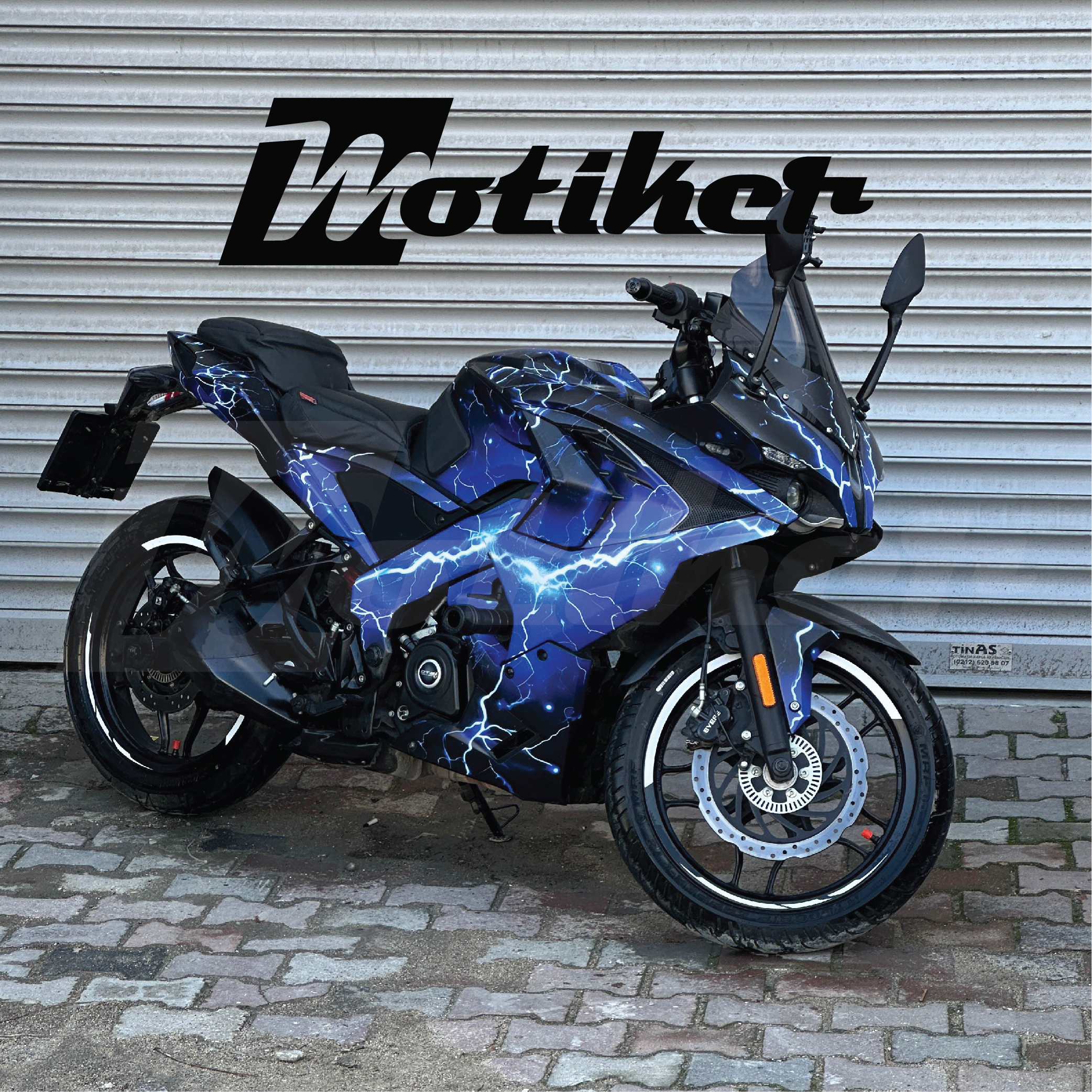 BAJAJ RS200 BLUE LIGHTNING PARÇALI STICKER ETİKET MODELİ