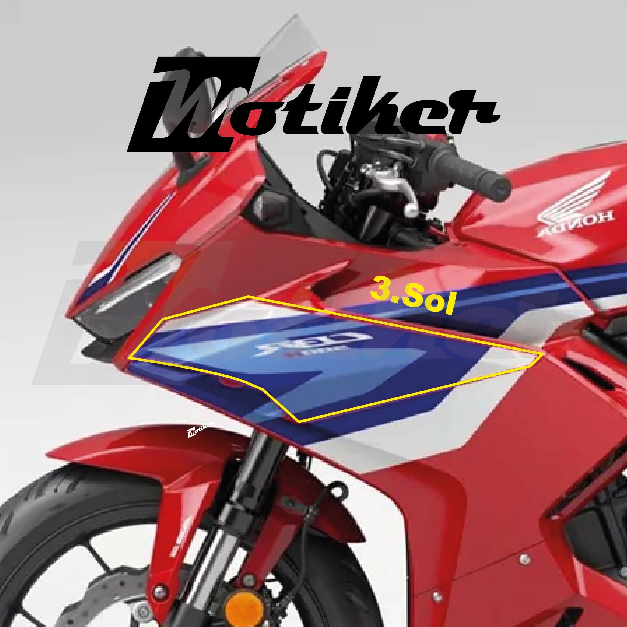 Honda CBR500R 2025-2026 Model Orjinal Tasarım Sol 3. Parça Sticker Etiket Modeli