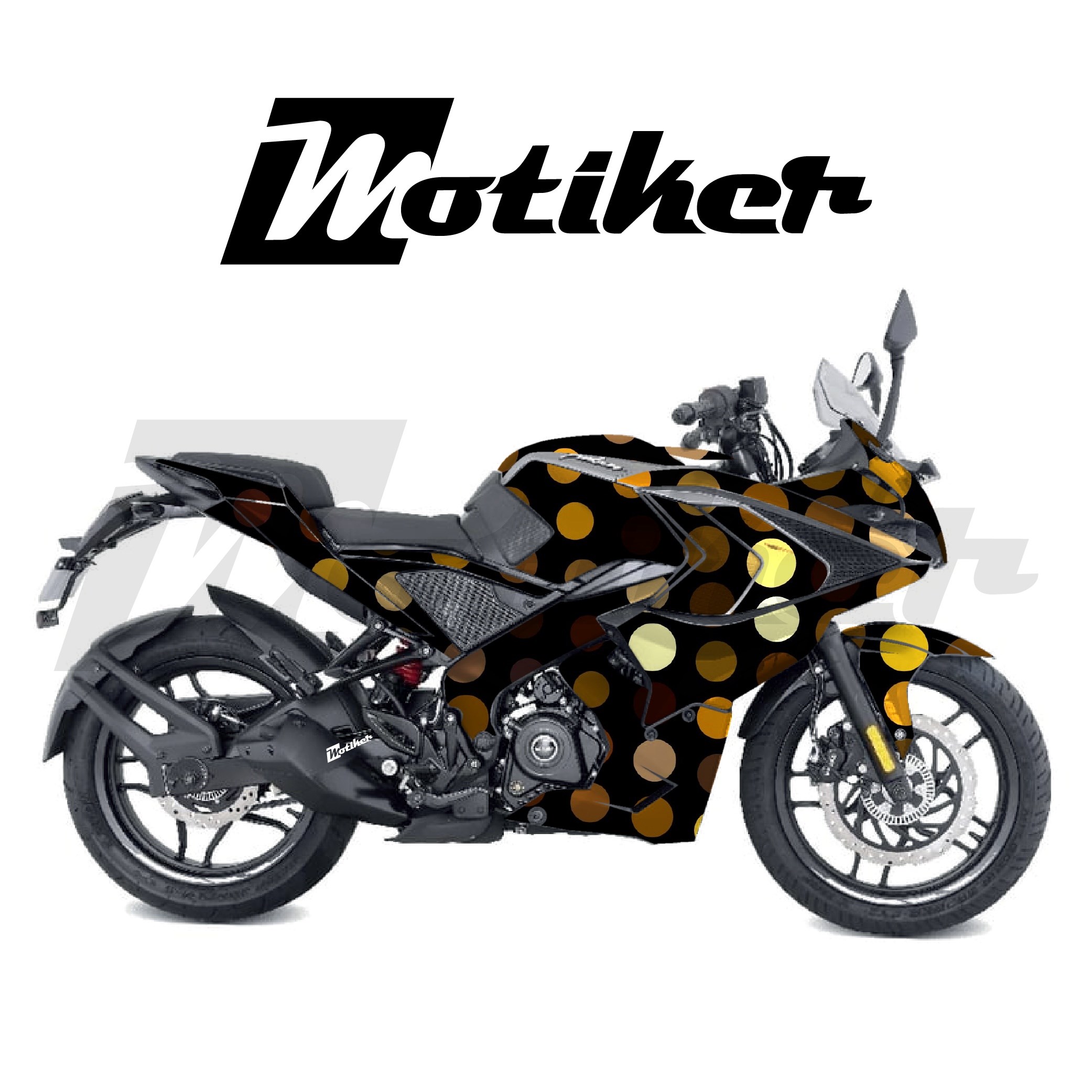 Bajaj RS200 Parçalı Kaplama Sticker Etiket Modeli Altın Noktalar Desen 15 (MTK9376)