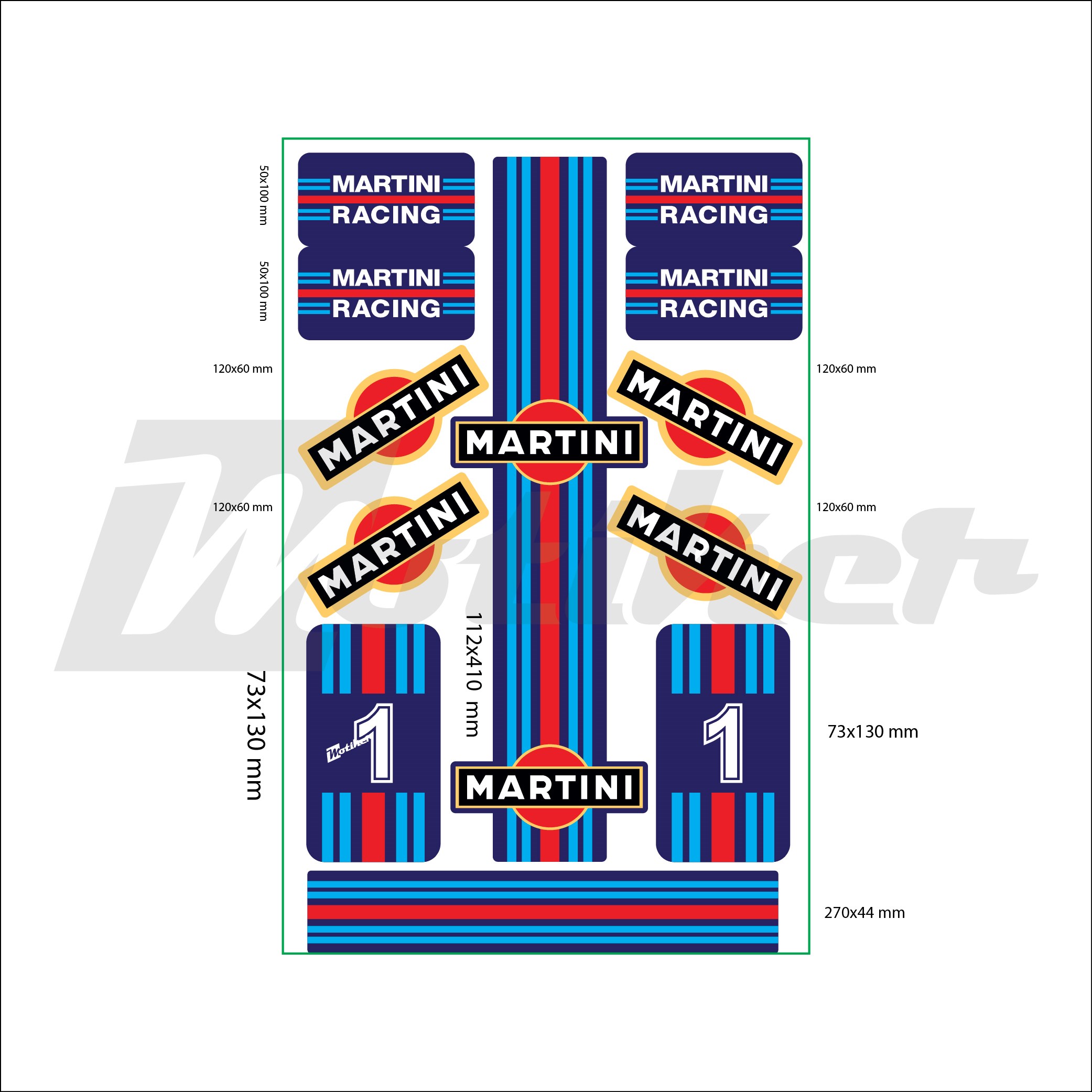Evrensel Martini Vespa Sticker Etiketi