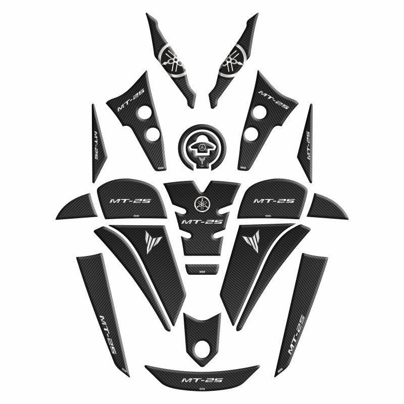 Yamaha MT-25 2024 Full Tankpad Set Koruma Damla Sticker Etiket Modeli