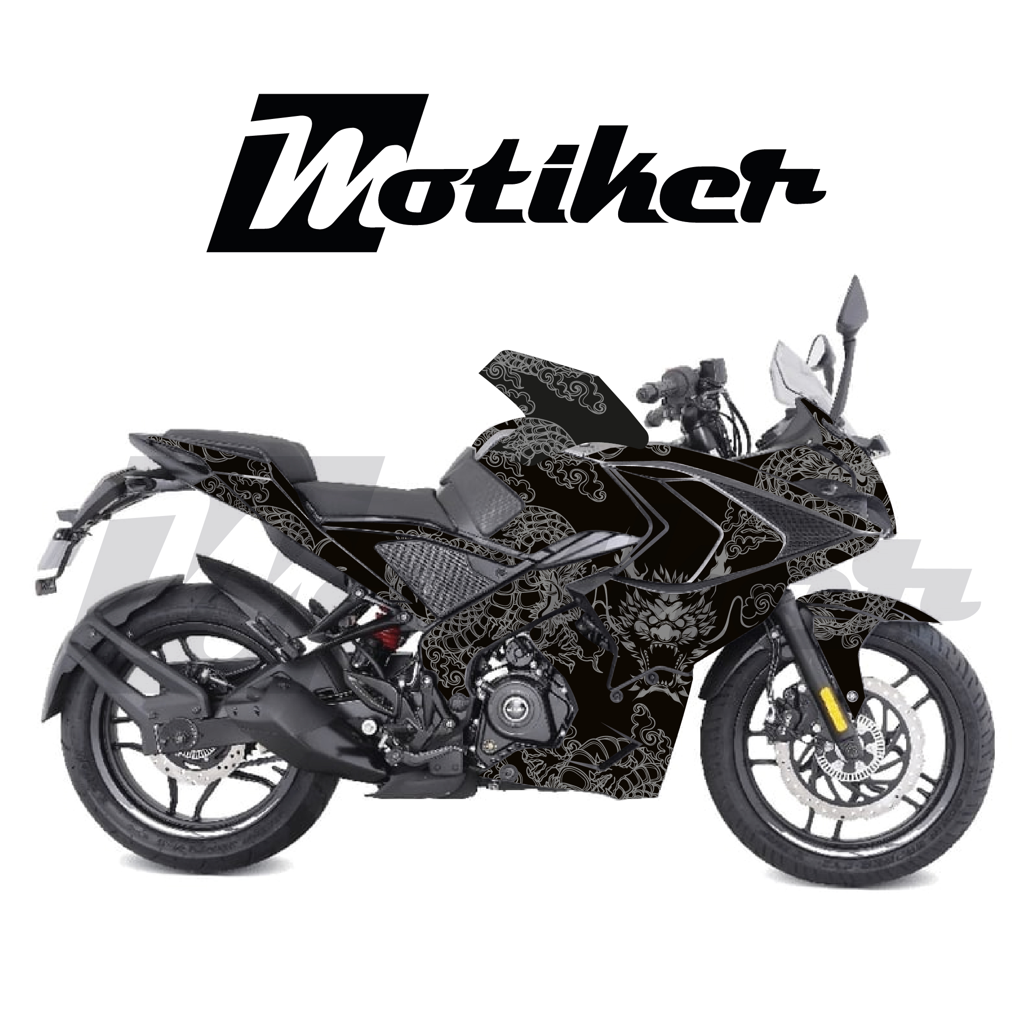 Bajaj Pulsar RS200 Oni Japan Siyah Tasarımı Sticker Etiket Modeli