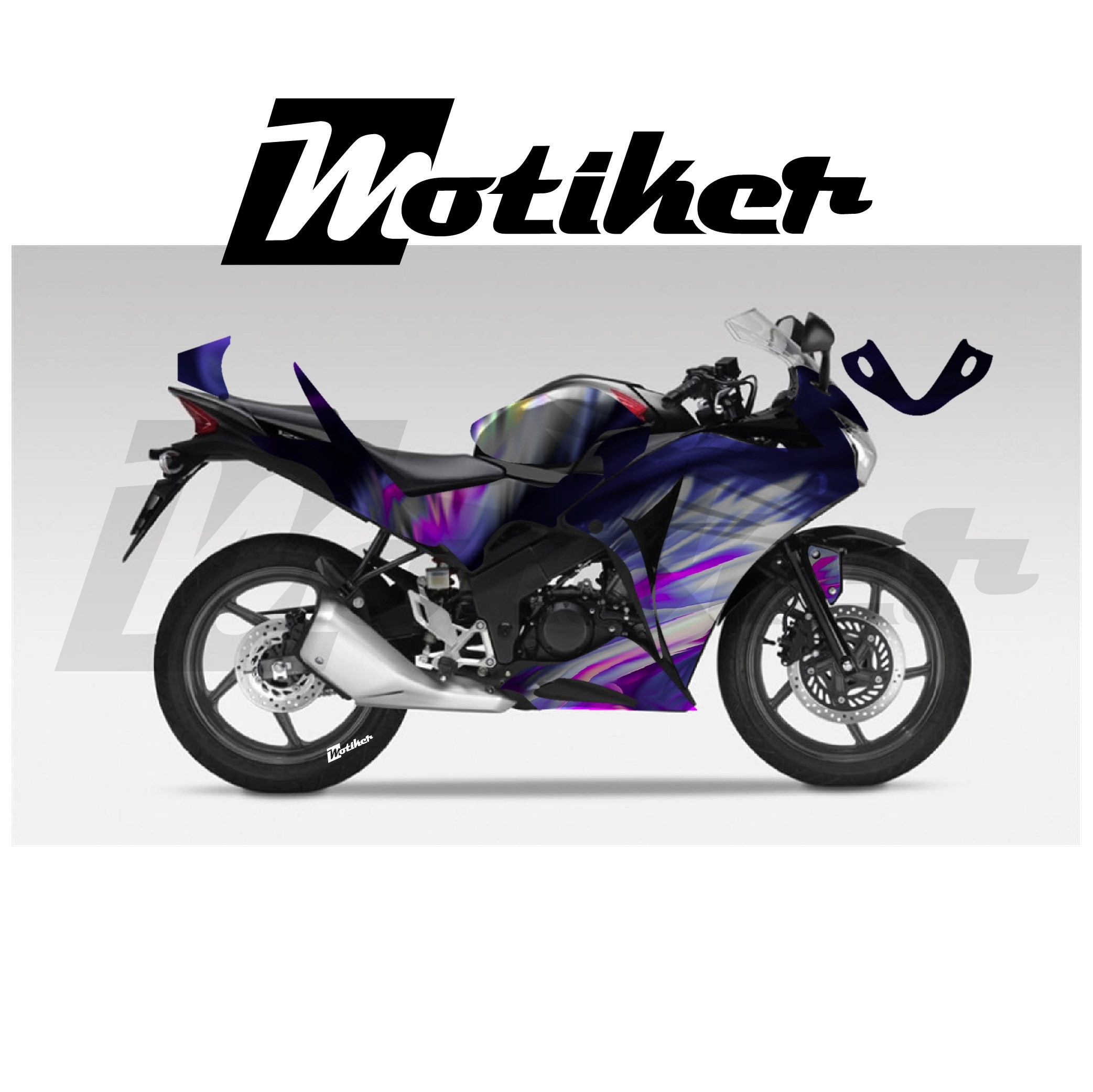Honda CBR 125R Parçalı Kaplama Sticker Etiket Modeli Soyut Tüy Desen 12 (MTK9373)