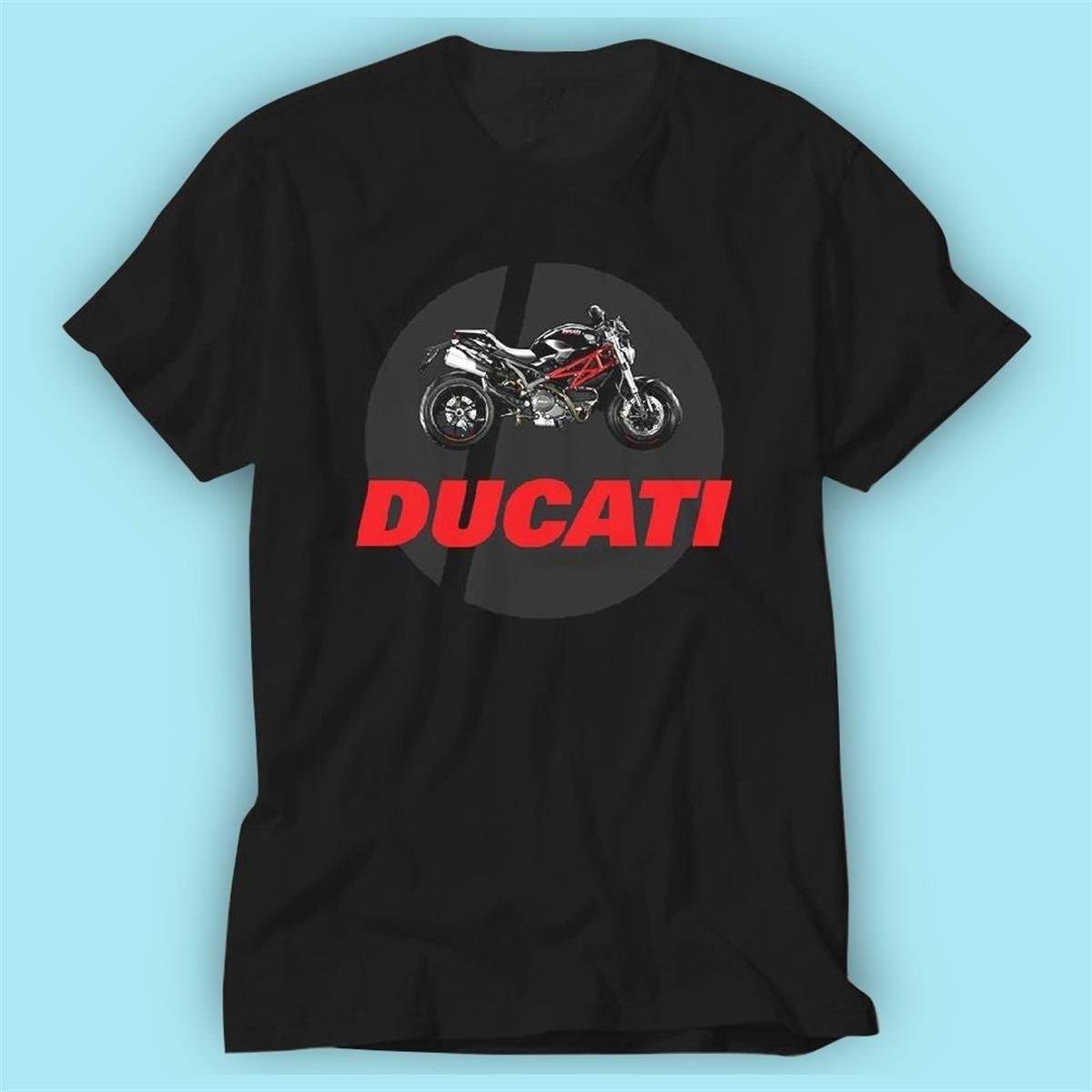Ducati Motorsiklet Siyah Baskı Logo Tshirt Modeli