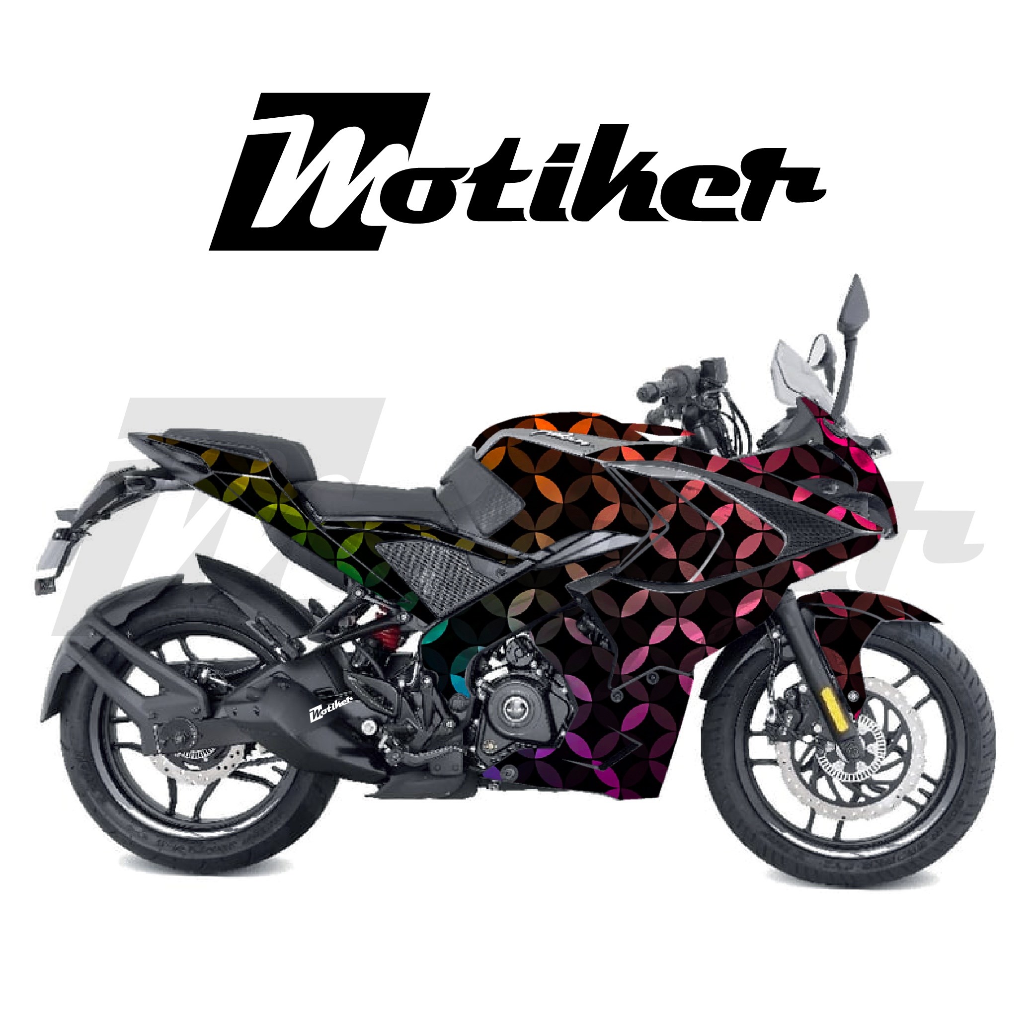 Bajaj RS200 Parçalı Kaplama Sticker Etiket Modeli Renkli Mozaik Desen 11 (MTK9372)