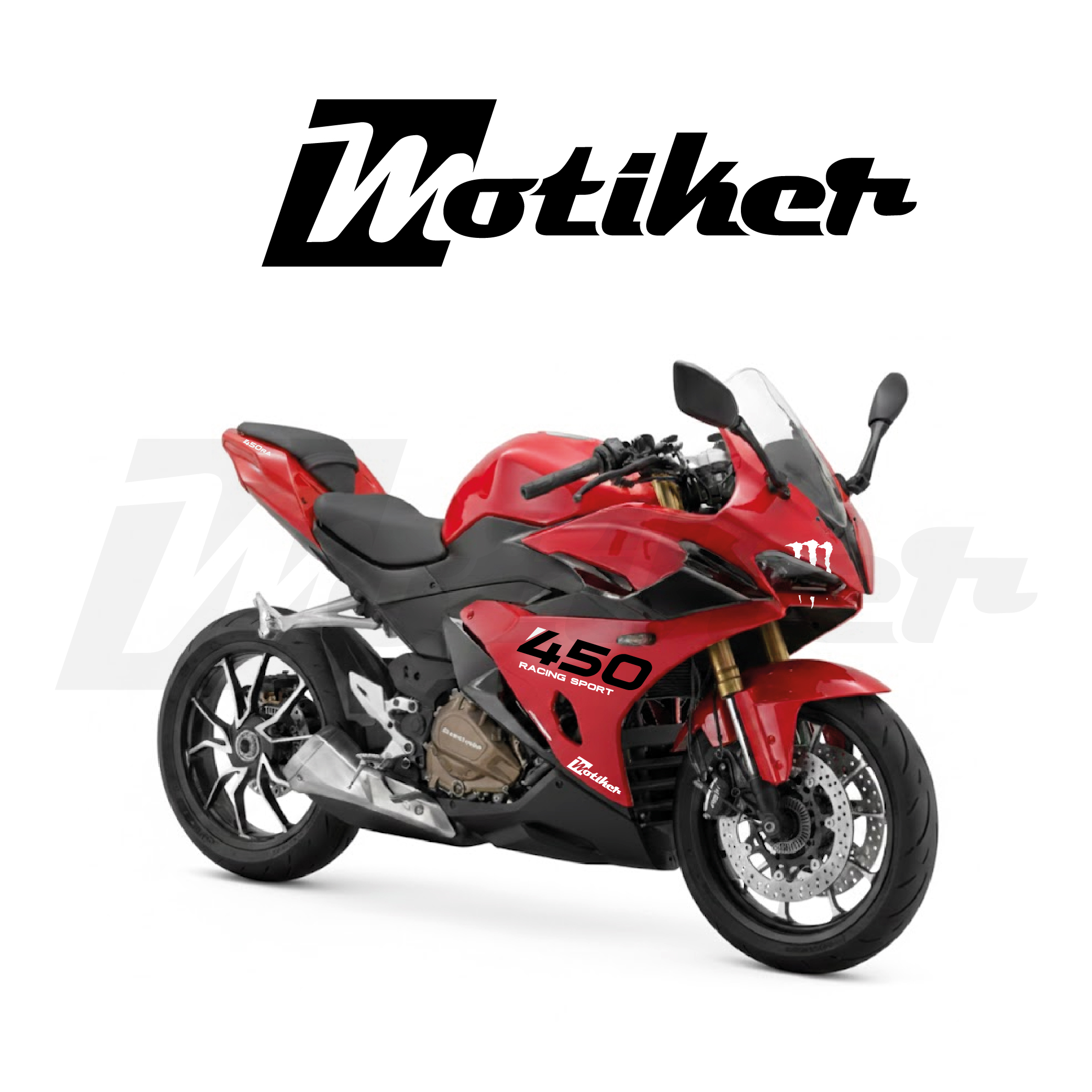 RKS QJ Motor 450RA Racing Sport Tasarım (Kırmızı Motor İçin) Sticker Seti Etiket Modeli