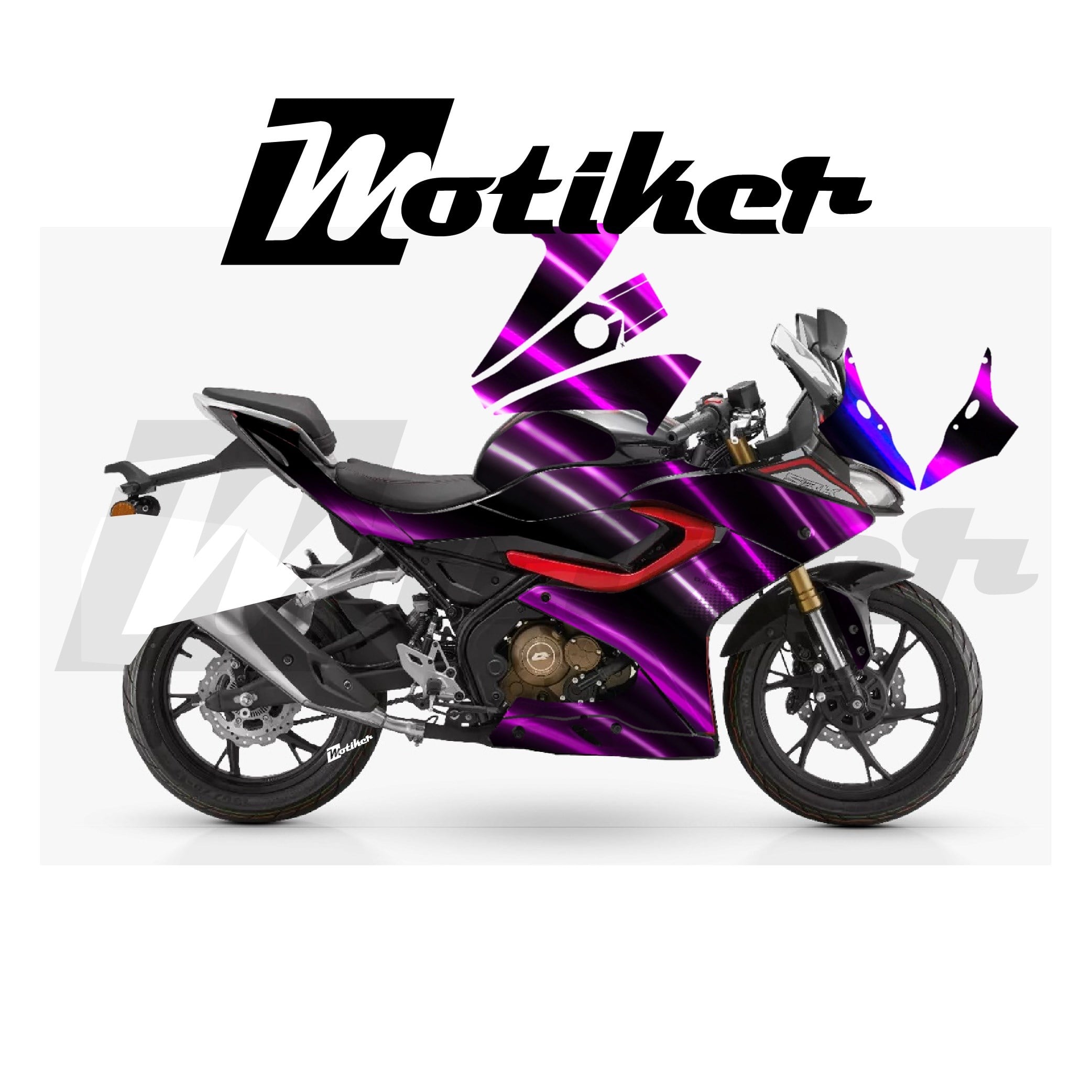 RKS SRK 125R Parçalı Kaplama Sticker Etiket Modeli Işıklı Dalgalar Desen 24 (MTK9385)