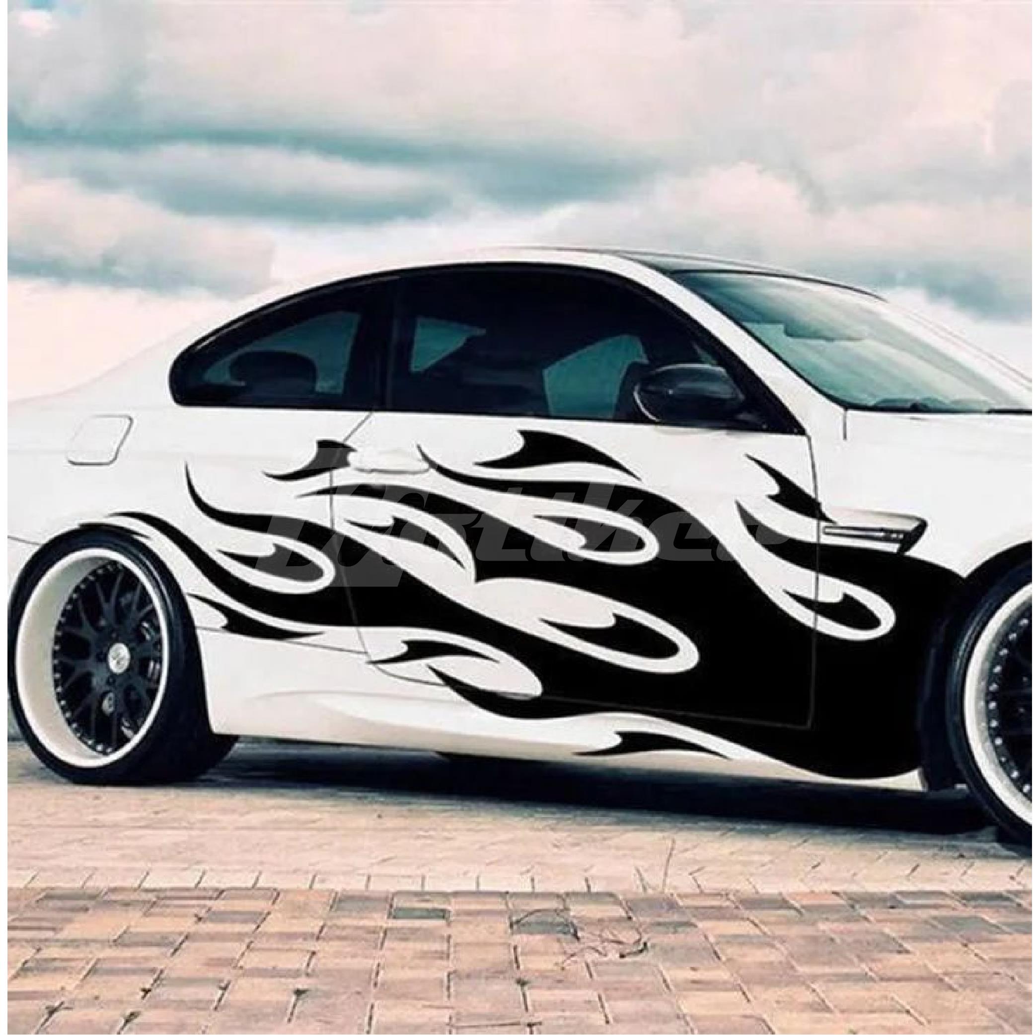 Volkswagen Golf Yan Kapı Alev Siyah Sticker Set