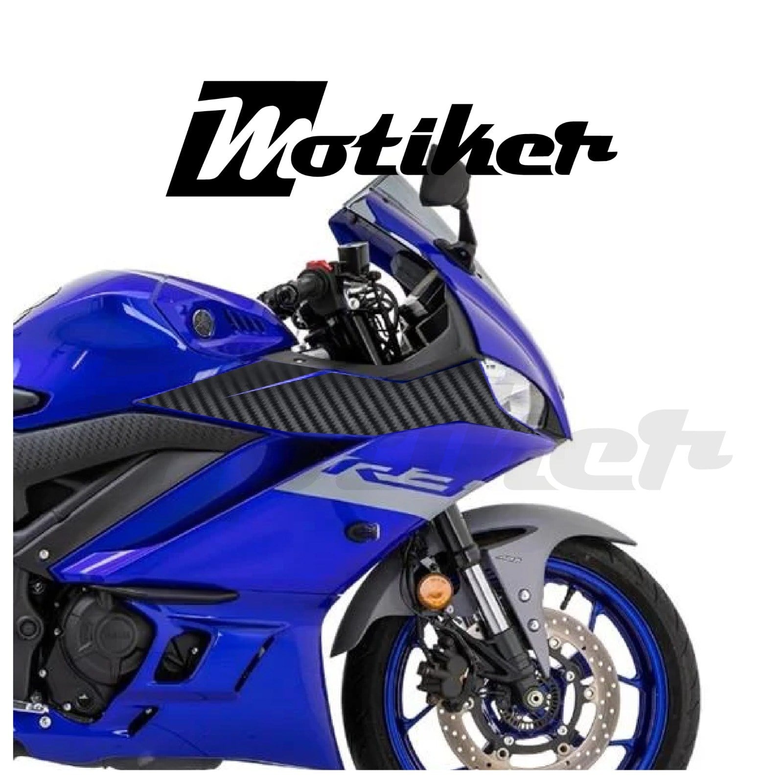 Yamaha YZF R25-R3 2019-2024 Model Sağ Sol Far Altı Karbon Tasarımı Sticker Etiket Modeli