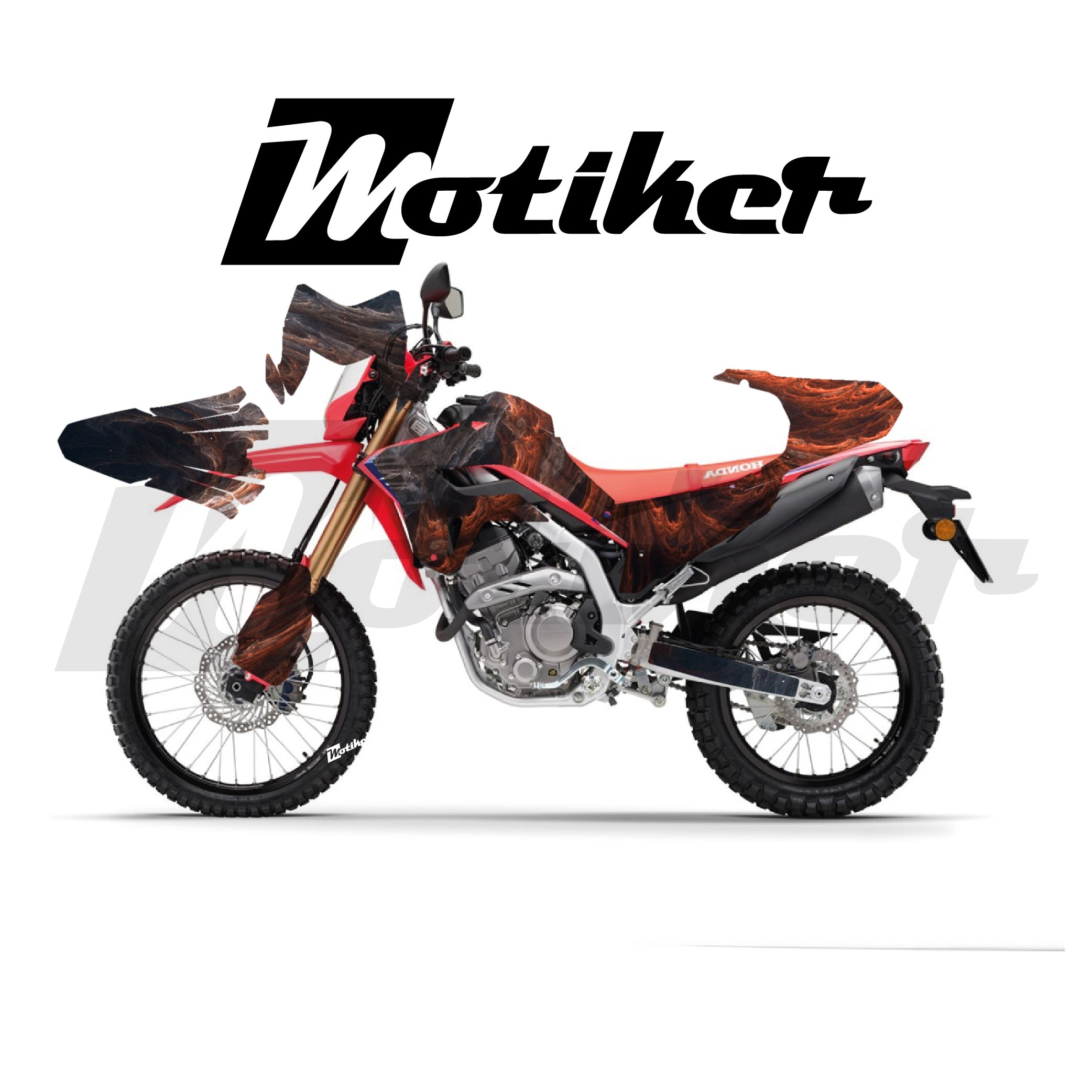 Honda CRF250L Parçalı Kaplama Sticker Etiket Modeli Soyut Alev Desen 16 (MTK9377)