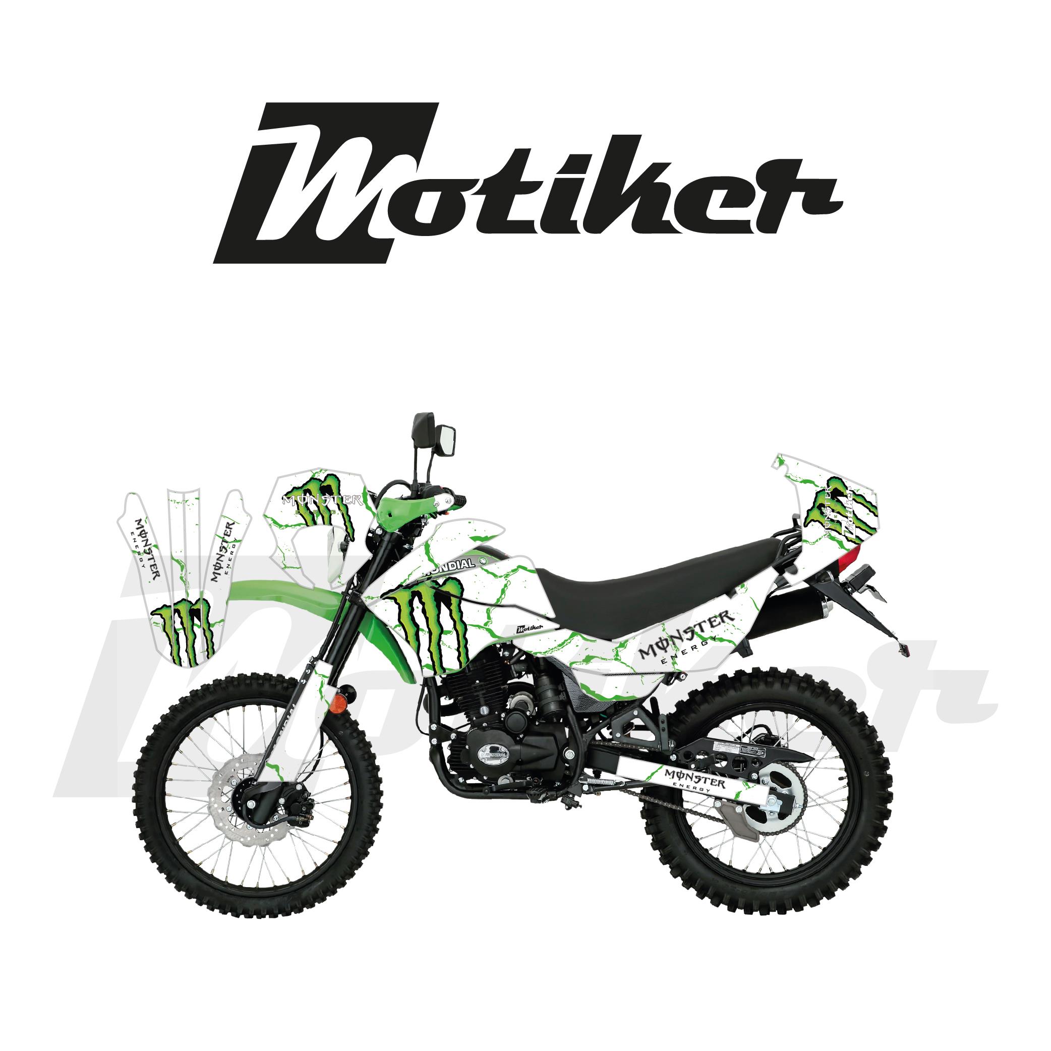 Mondial 2016-2022 Model  X-Treme Max 200İ Monster Beyaz Zemin Üstü Yeşil Tasarımı Sticker Etiket Modeli