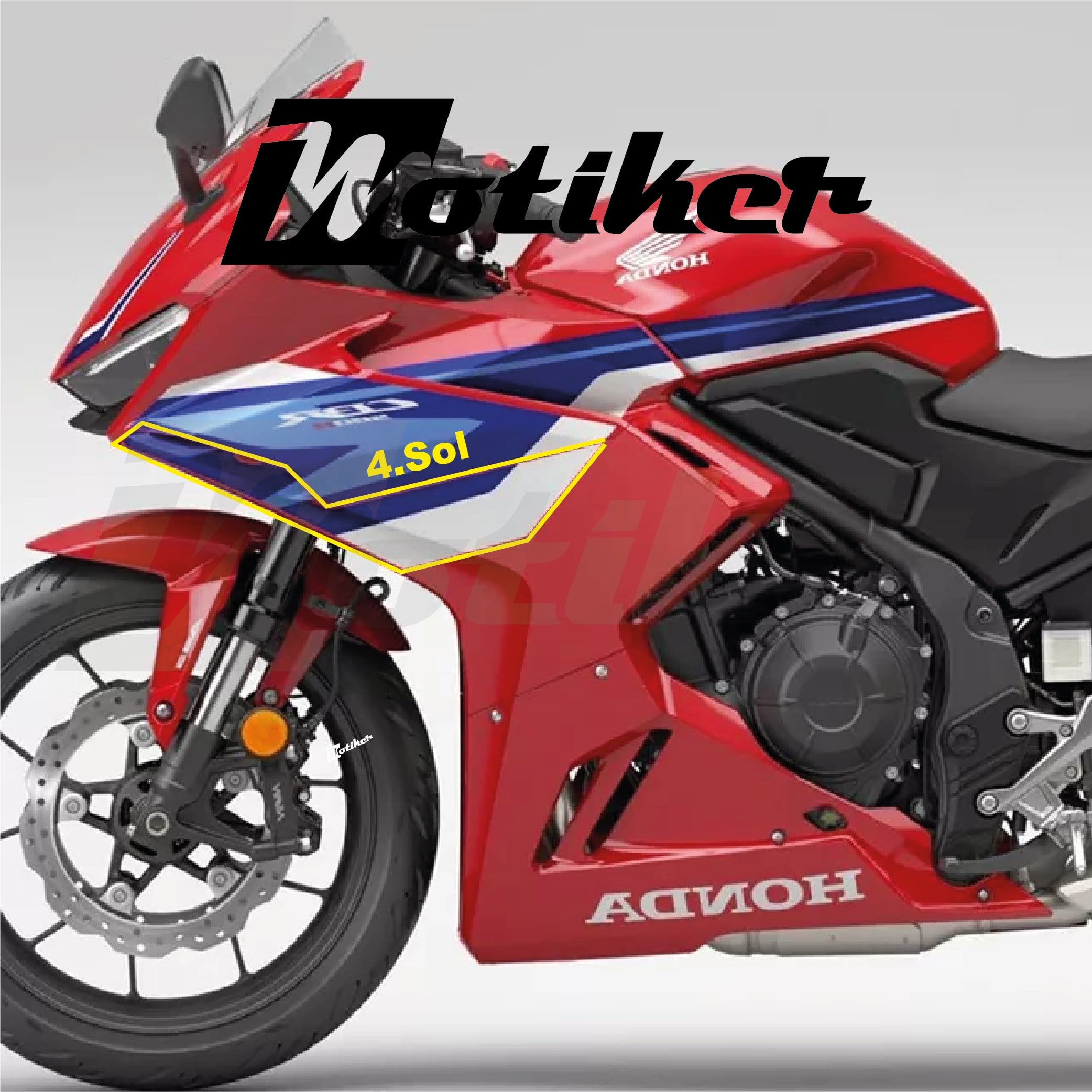 Honda CBR500R 2025-2026 Model Orjinal Tasarım Sol 4. Parça Sticker Etiket Modeli