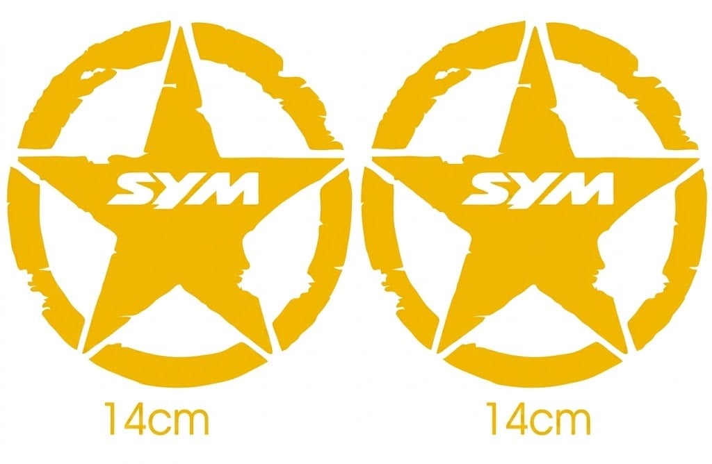 Sym yıldız sticker , Joymax , Joyride , Fiddle Yıldız Tasarımı Sticker Etiket Modeli 