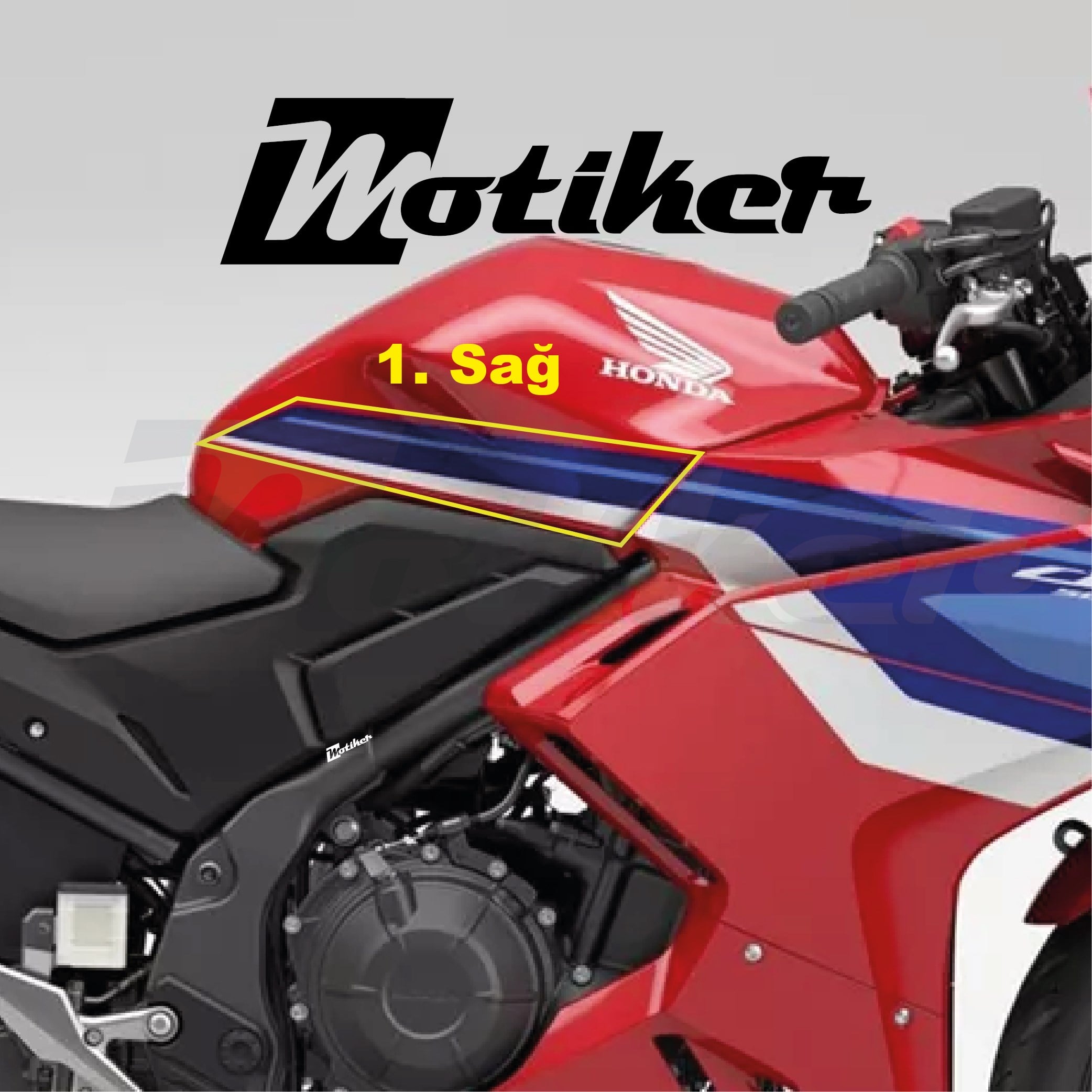 Honda CBR500R 2025-2026 Model Orjinal Tasarım Sağ 1.Parça Sticker Etiket Modeli