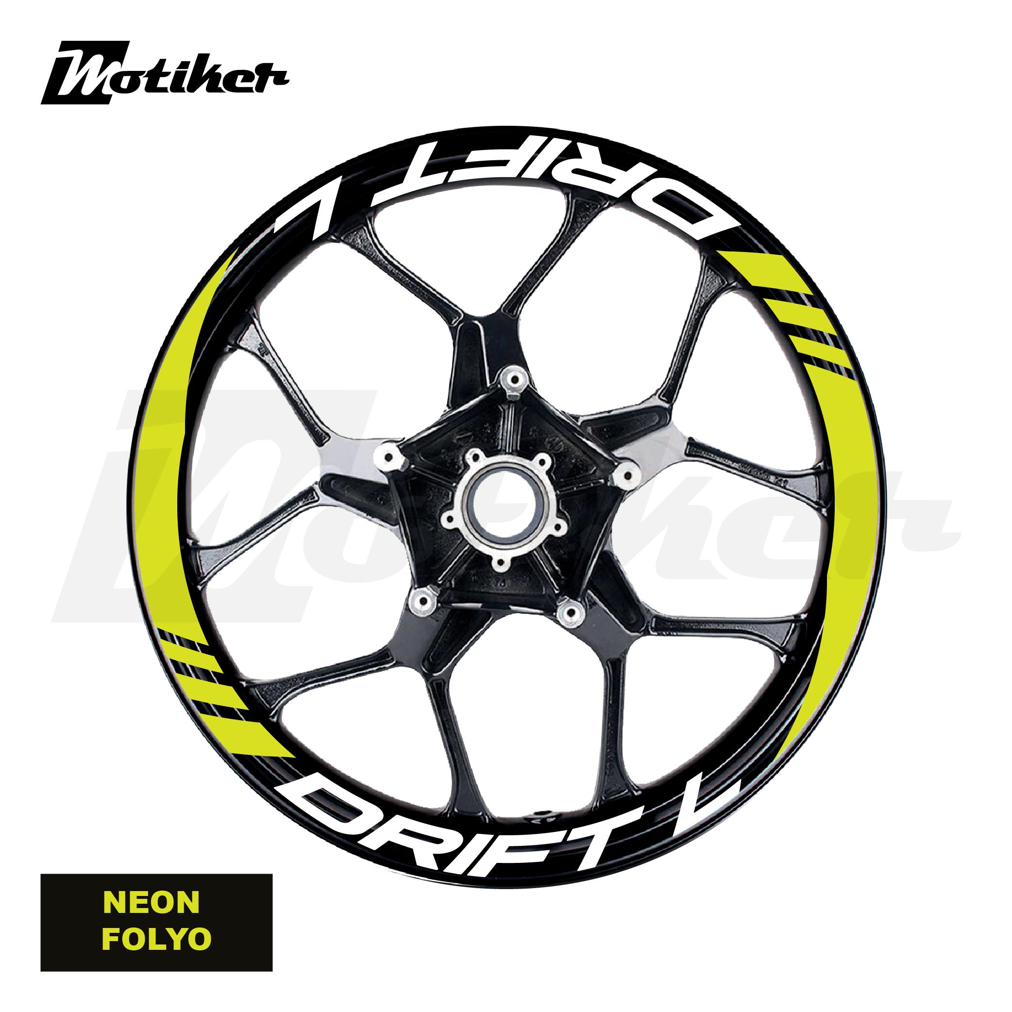 Mondial Drift L Geniş Jant Sticker Modeli 16'lı Neon Sarı Beyaz
