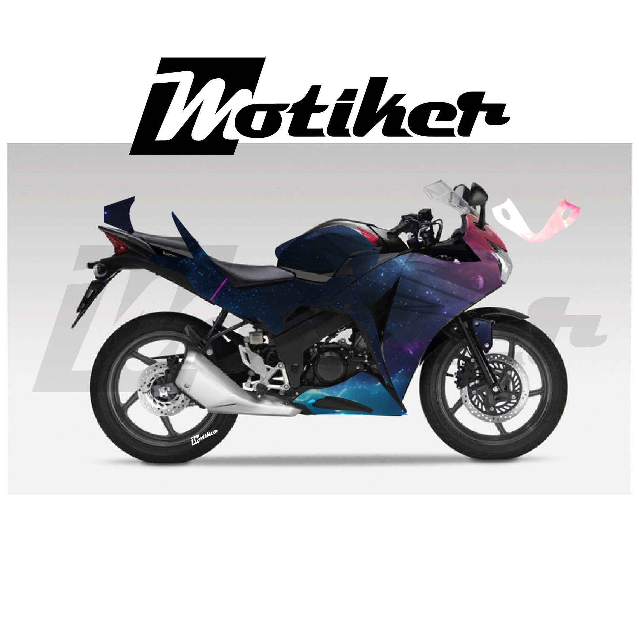 Honda CBR 125R Parçalı Kaplama Sticker Etiket Modeli Renkli Galaksi Desen 19 (MTK9380)