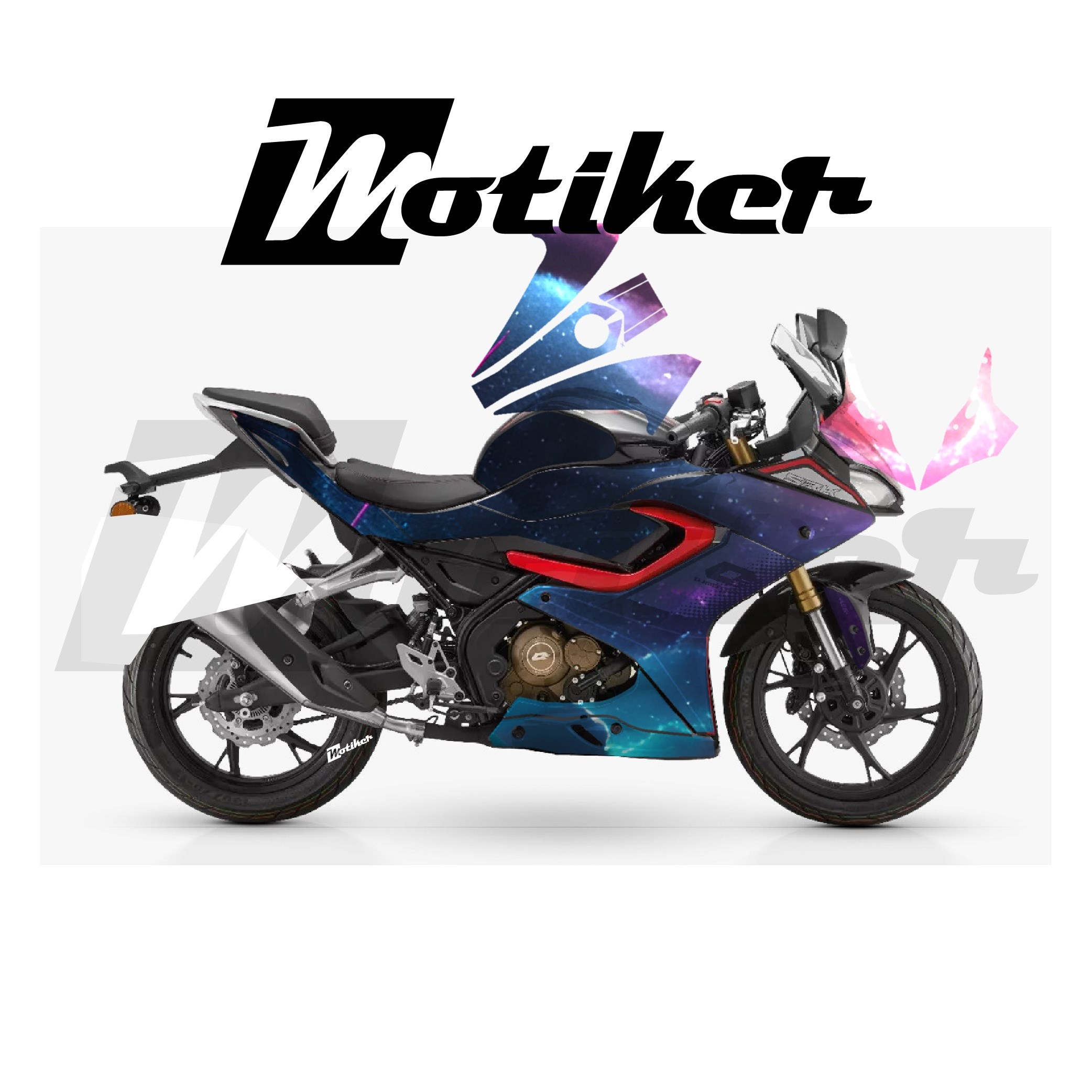RKS SRK 125R Parçalı Kaplama Sticker Etiket Modeli Renkli Galaksi Desen 19 (MTK9380)