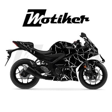 Yamaha YZF-R25 2025 Model Motosiklet Kaplama Sticker Etiket Parçalı Model Mavi Şimşek 