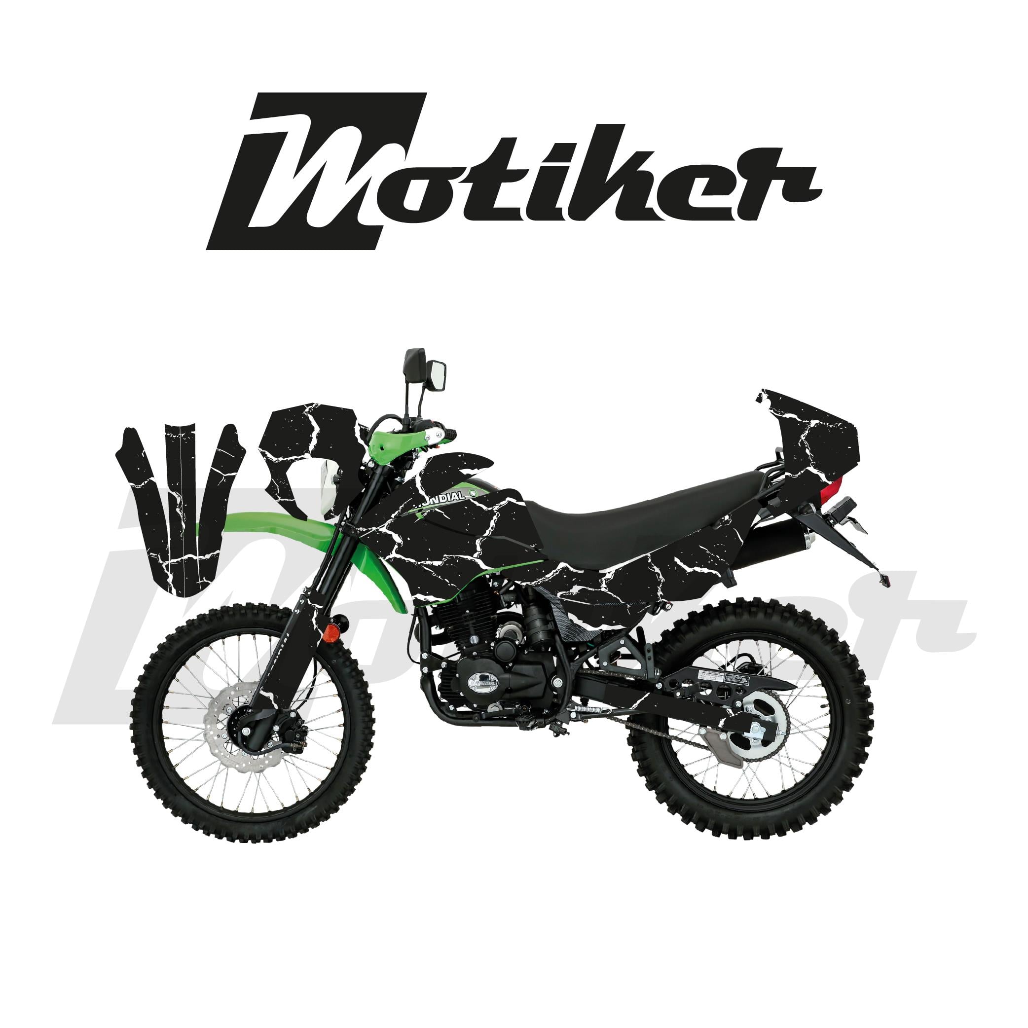 Mondial 2016-2022 Model X-Treme Max 200İ Siyah Zemin Üstüne Beyaz Şimşek Tasarımı Sticker Etiket Modeli