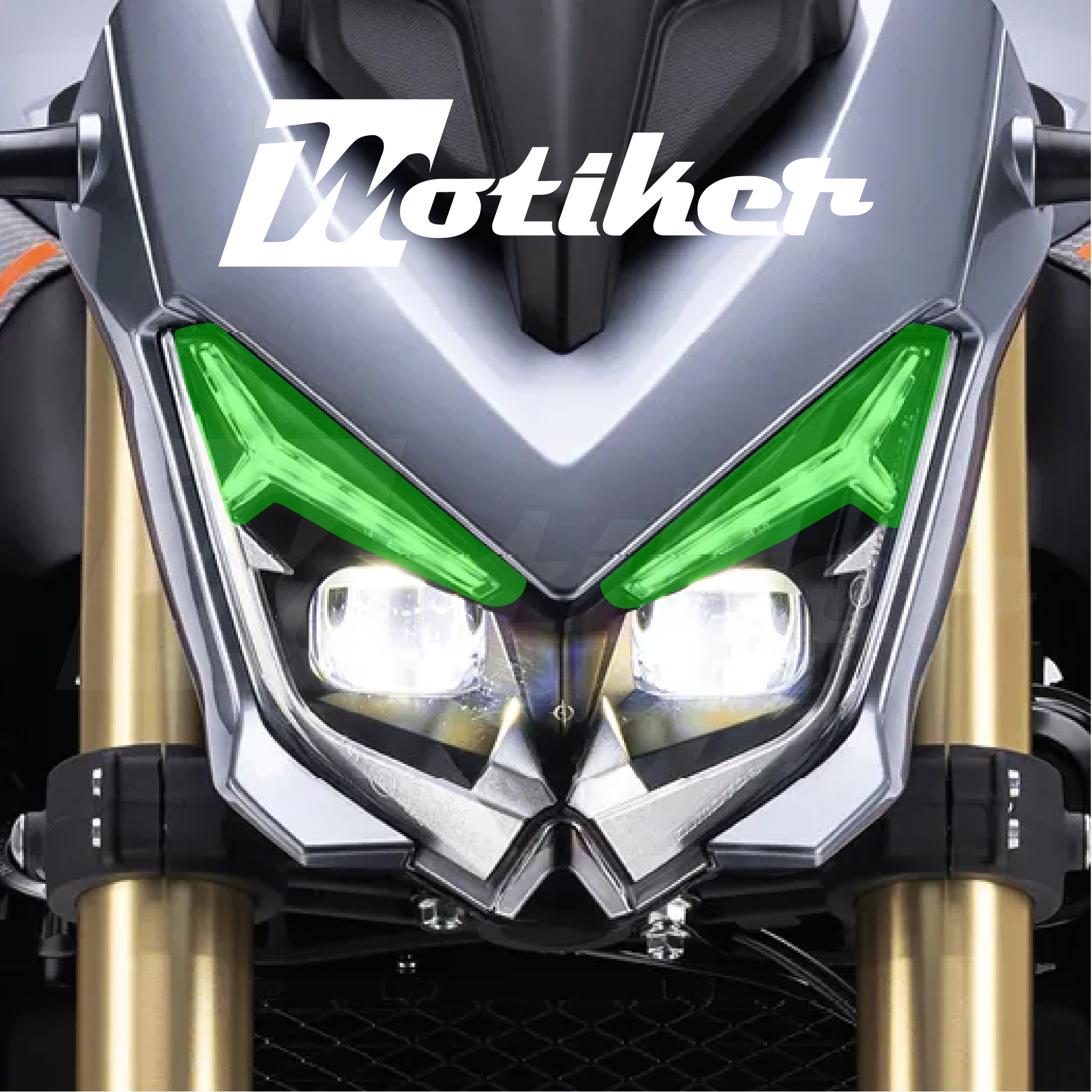 RKS QJ SRK125S Far Üstü Kaş Tasarım Yeşil Şeffaf Sticker Etiket Modeli