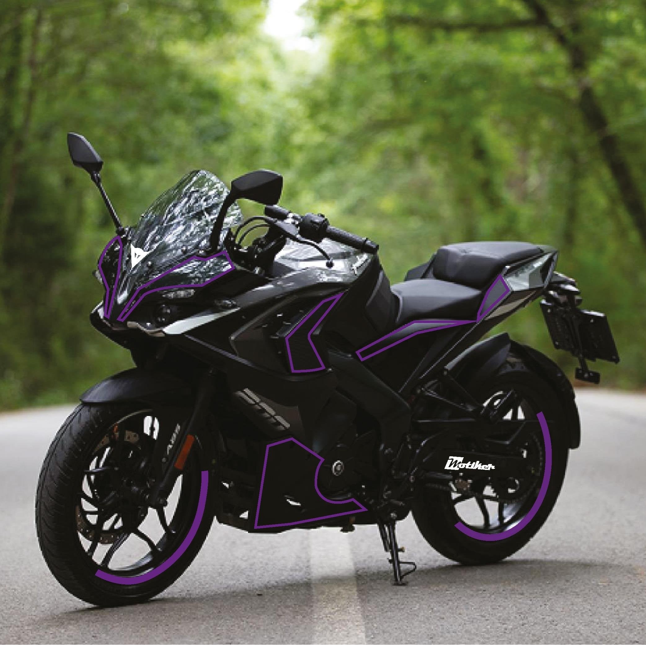 Bajaj RS200 Stroke Tek Renk Motosiklet Sticker Etiket Takım Modeli