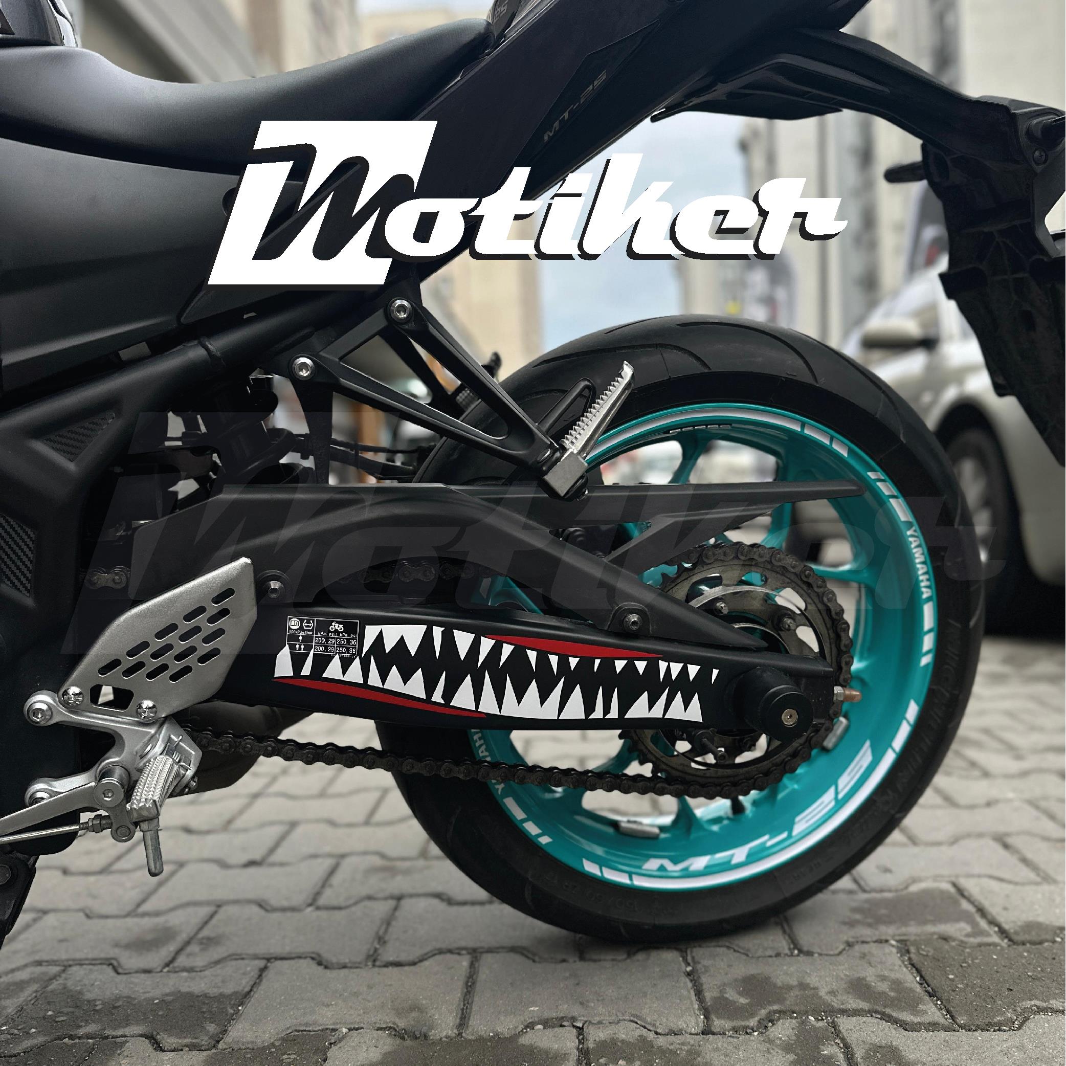 Yamaha MT-25 2024 Arka Maşa Sticker Köpekbalığı Desen Ağız Sticker