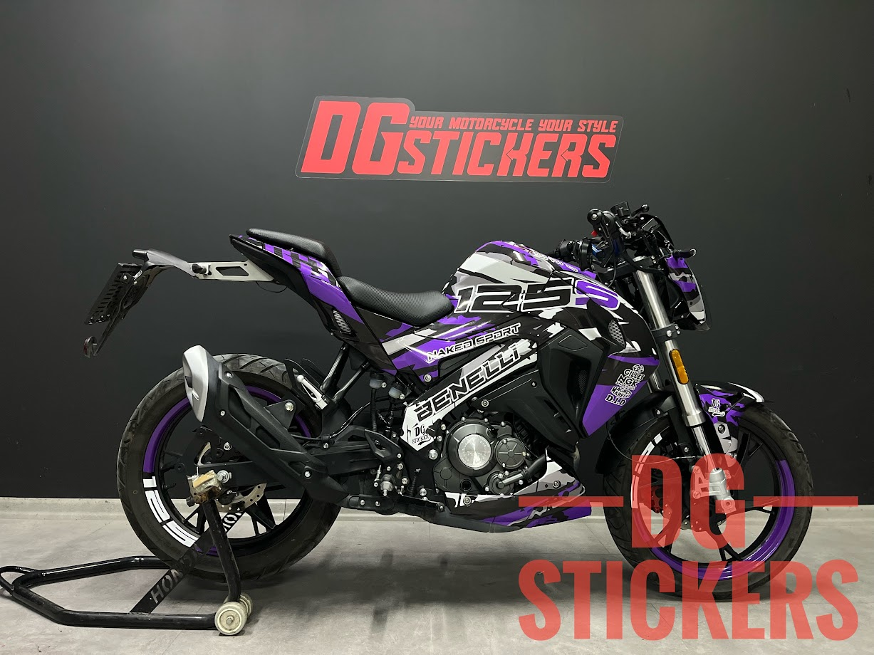 Benelli 125S Mor Siyah Sport Design Tasarımı Sticker Etiket Modeli
