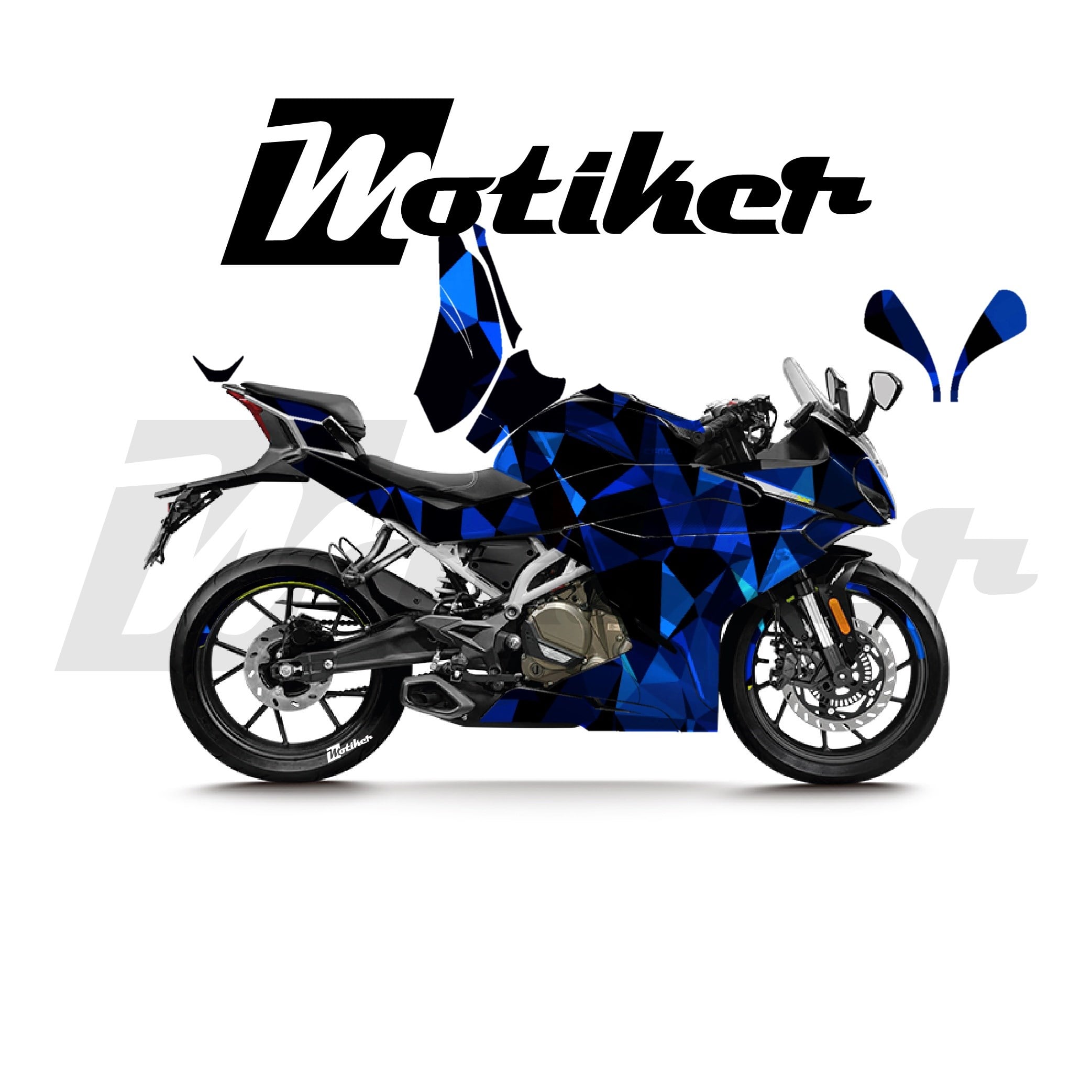 CFMOTO 250SR Parçalı Kaplama Sticker Etiket Modeli Poligon Desen 5 (MTK9366)