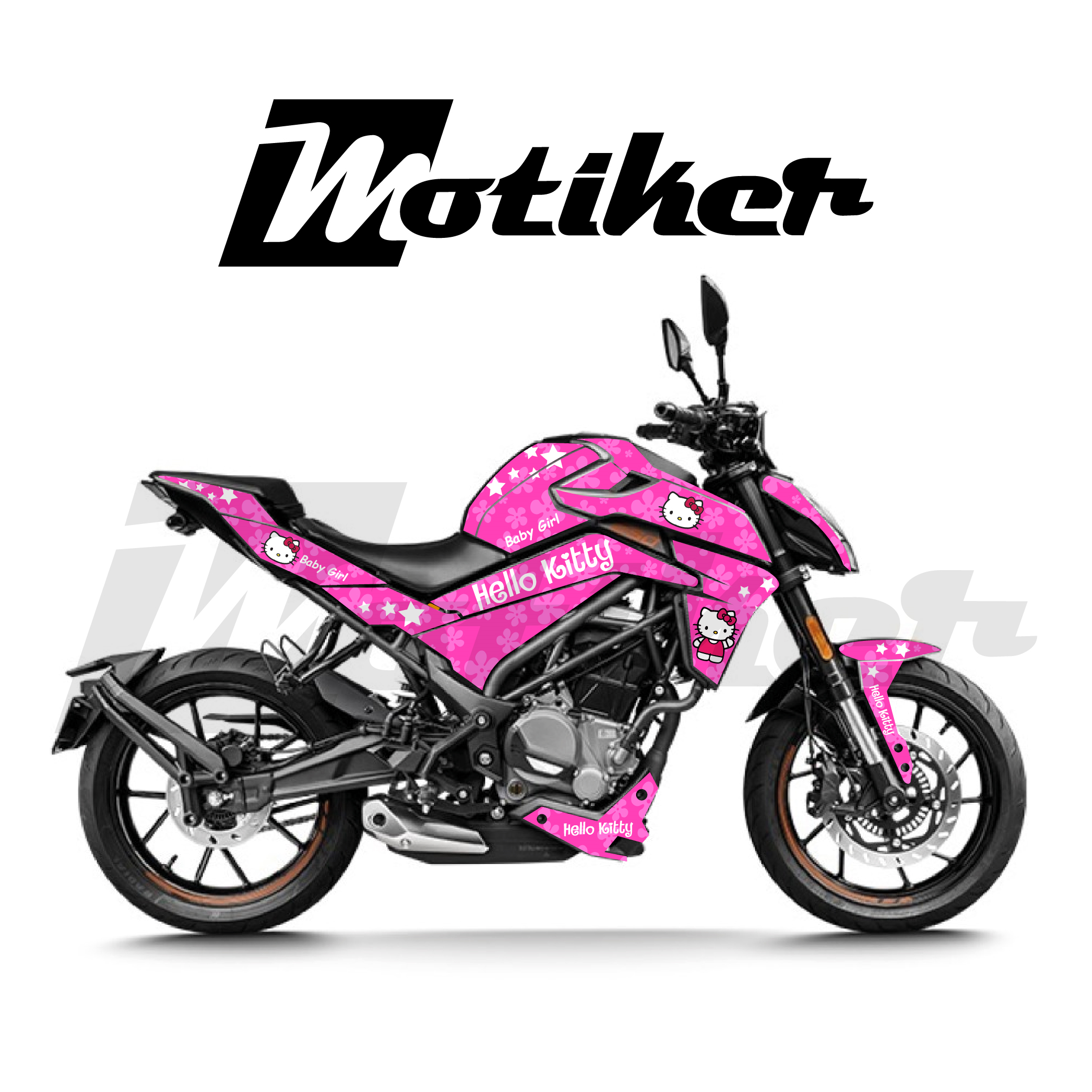CF MOTO 250NK Hello Kitty Pembe Beyaz Tasarımı Sticker Etiket Modeli