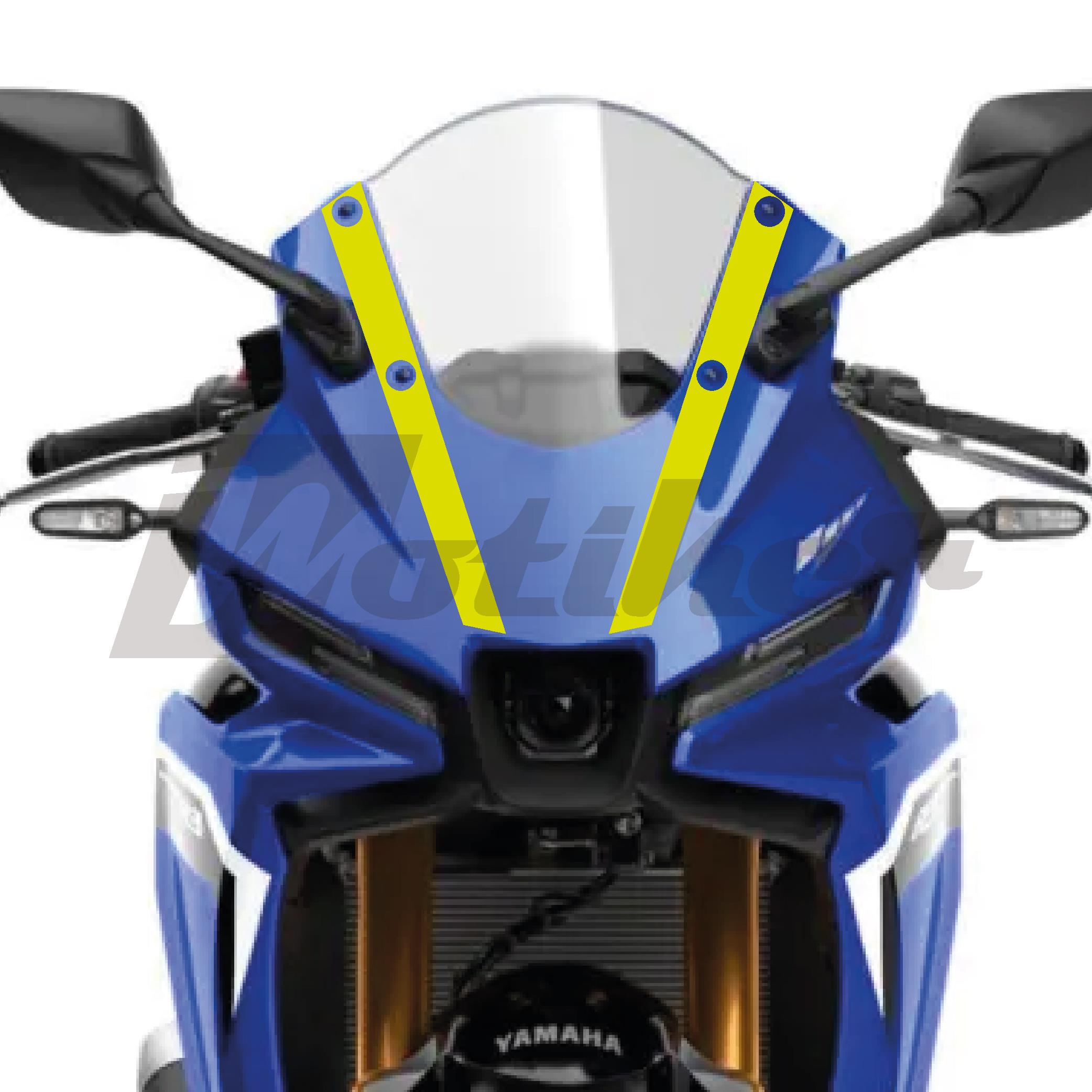 Yamaha YZF-R25 2025 Model Ön Kafa Stıcker Etiket Model 4 Neon Sarı